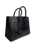 Saint Laurent Small Black Croc Sac de Jour Bag