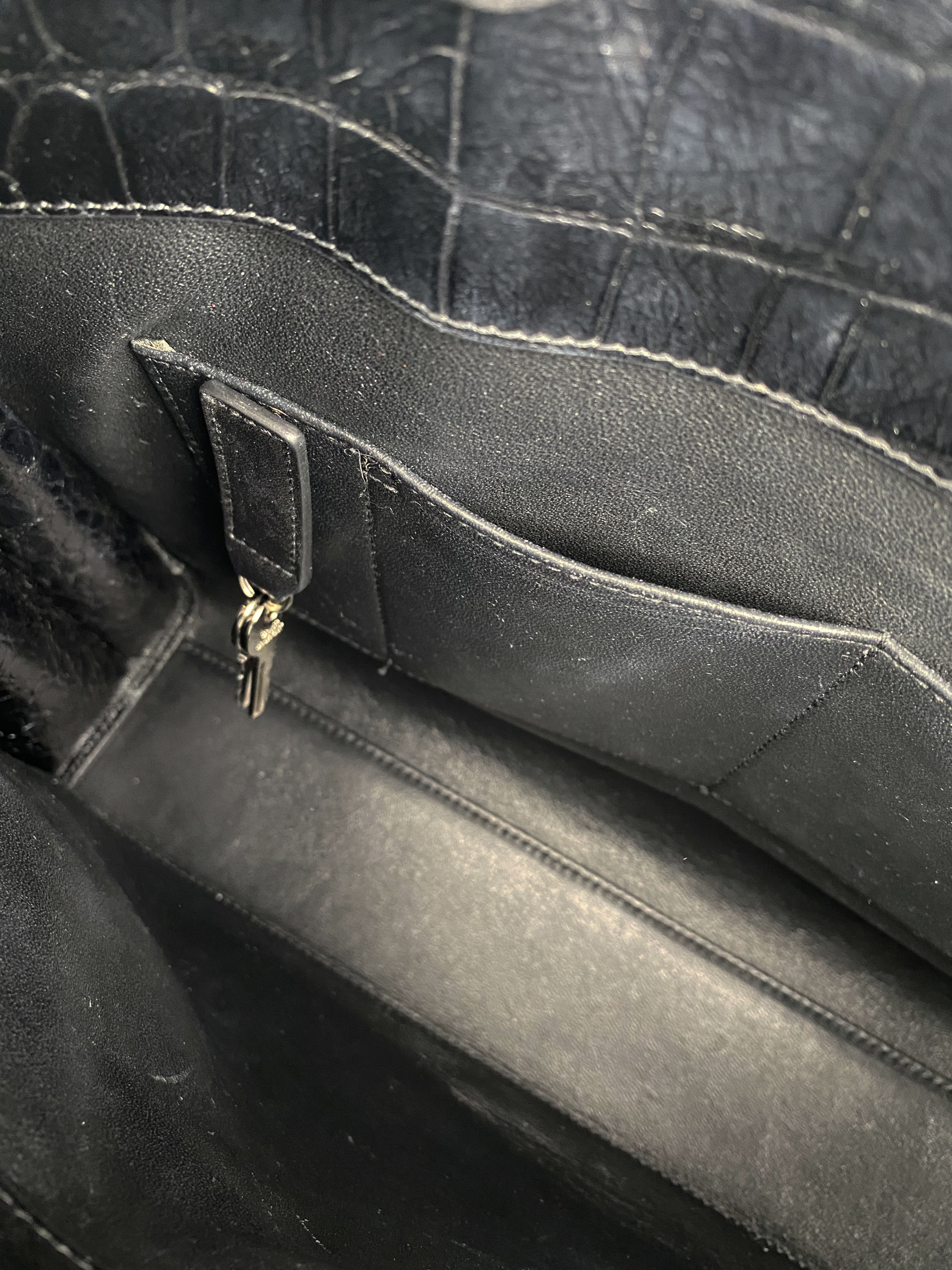 Saint Laurent Small Black Croc Sac de Jour Bag