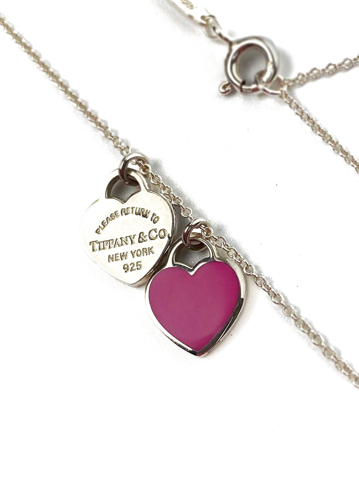 Tiffany & Co Pink Double Heart Tag Pendant