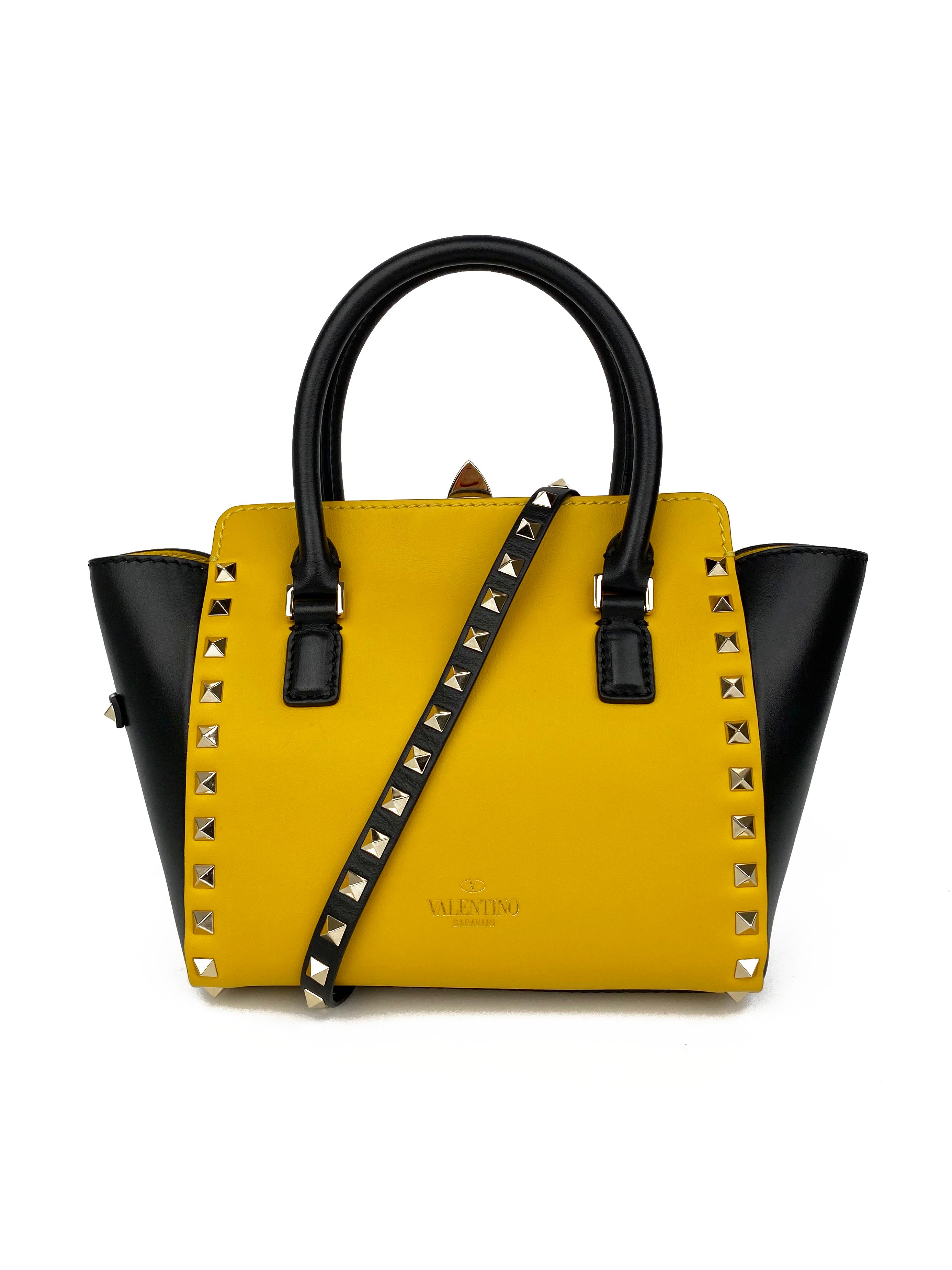 Valentino Black & Yellow Rockstud Bag