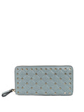 Valentino Blue Rockstud Spike Leather Wallet