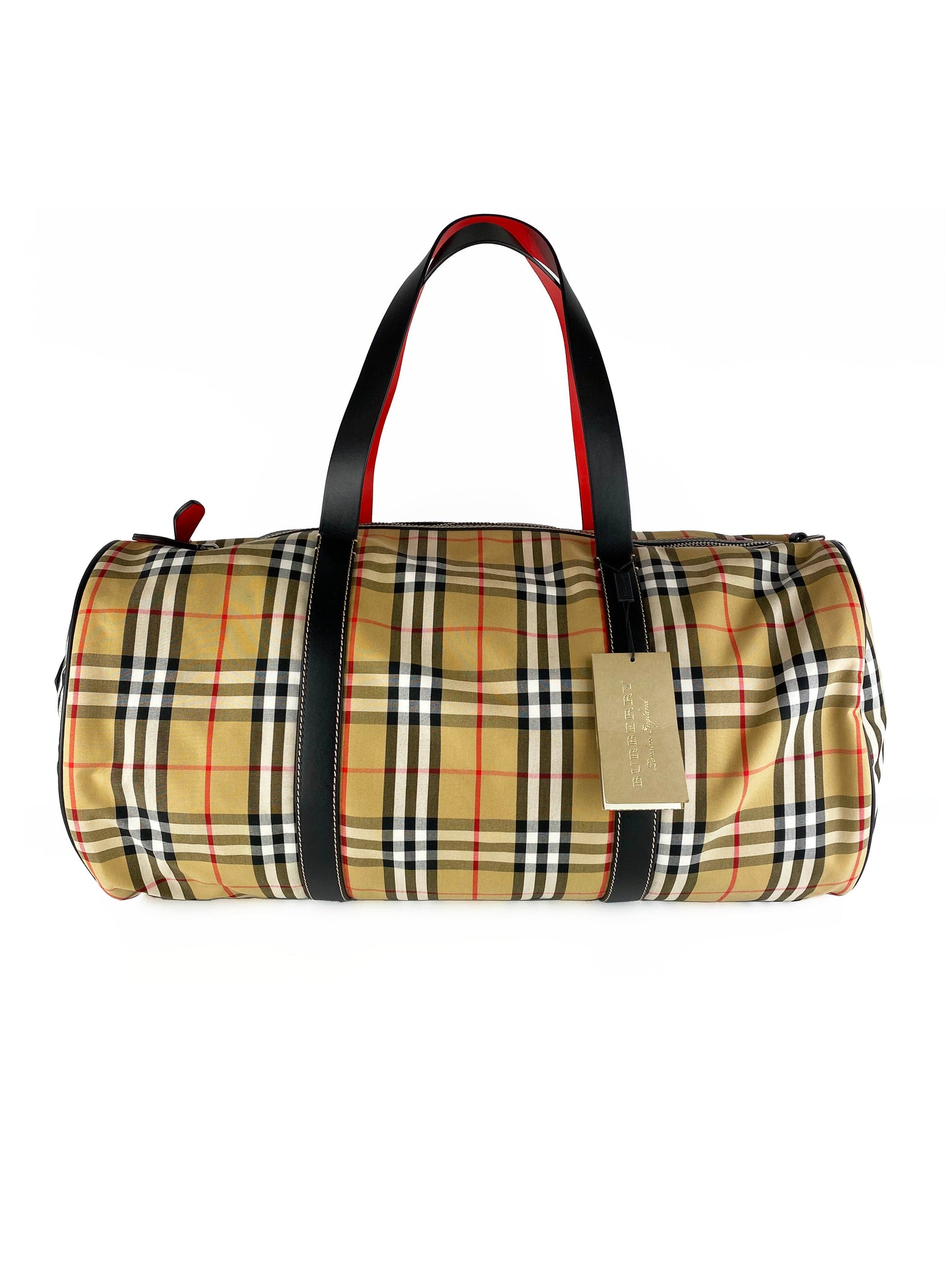 Burberry kennedy small vintage check best sale barrel bag