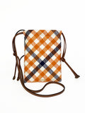 Burberry Orange & Navy Gingham Phone Bag
