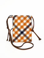 Burberry Orange & Navy Gingham Phone Bag