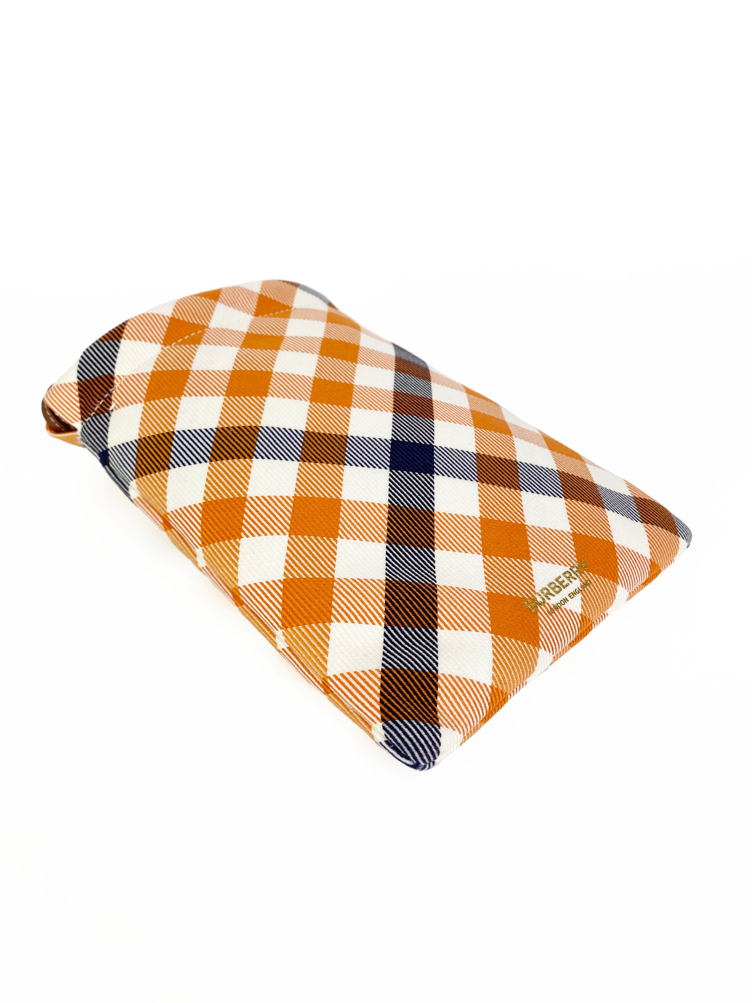 Burberry Orange & Navy Gingham Phone Bag