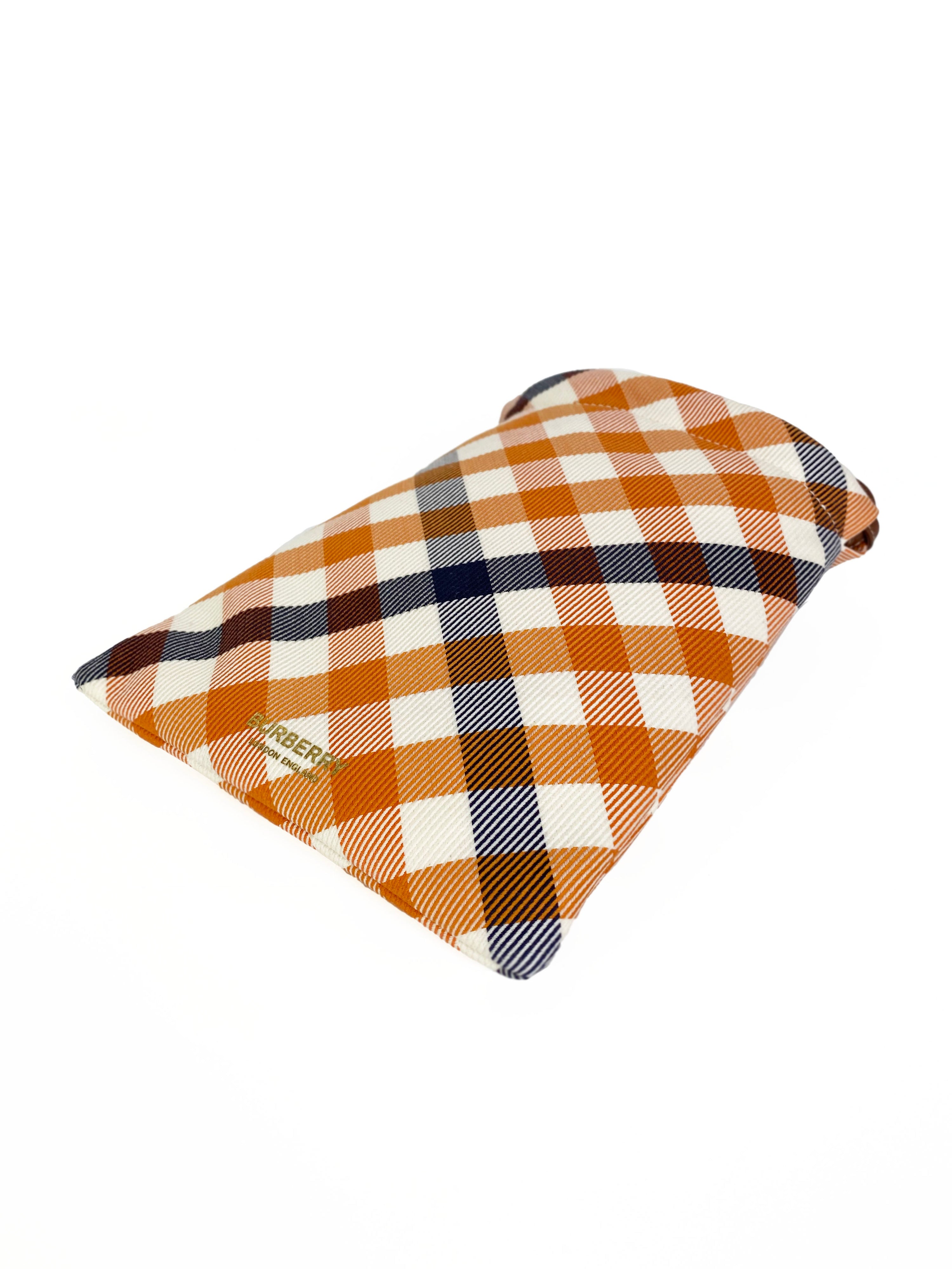 Burberry Orange & Navy Gingham Phone Bag