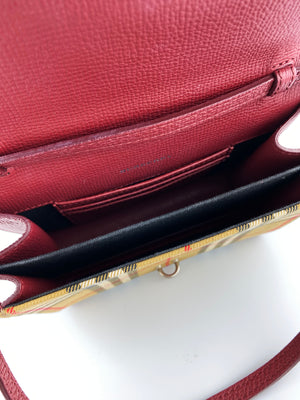 Burberry Red and Check Leather Bag