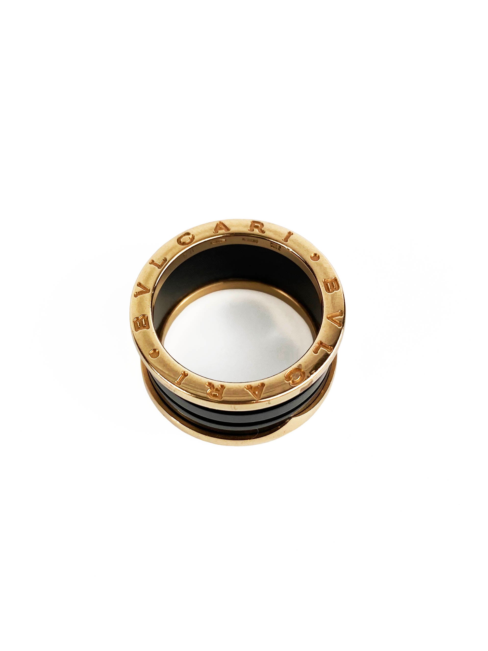 Bvlgari Black & Rose Gold B.Zero Ring 58