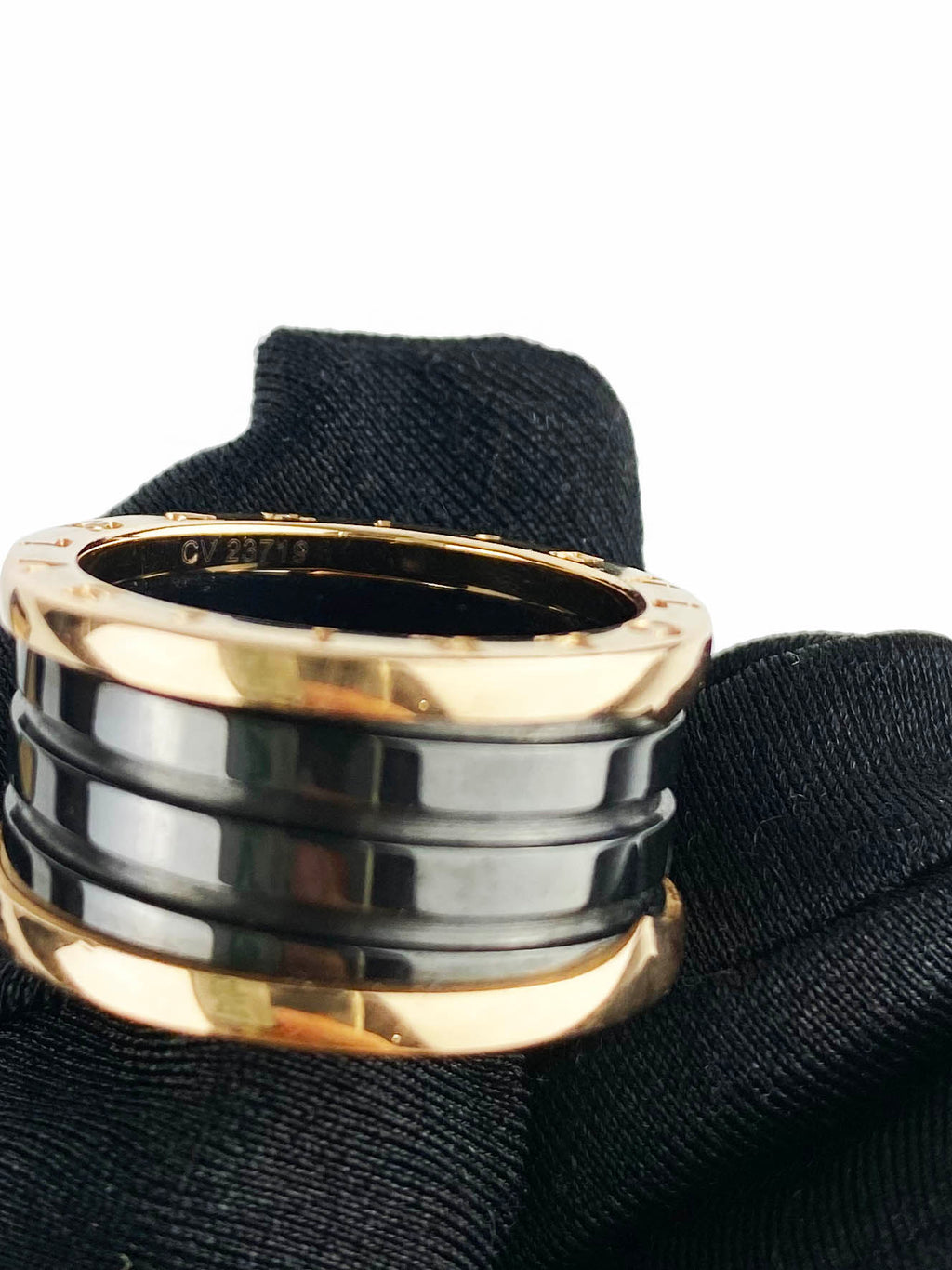 Bvlgari Black & Rose Gold B.Zero Ring 58