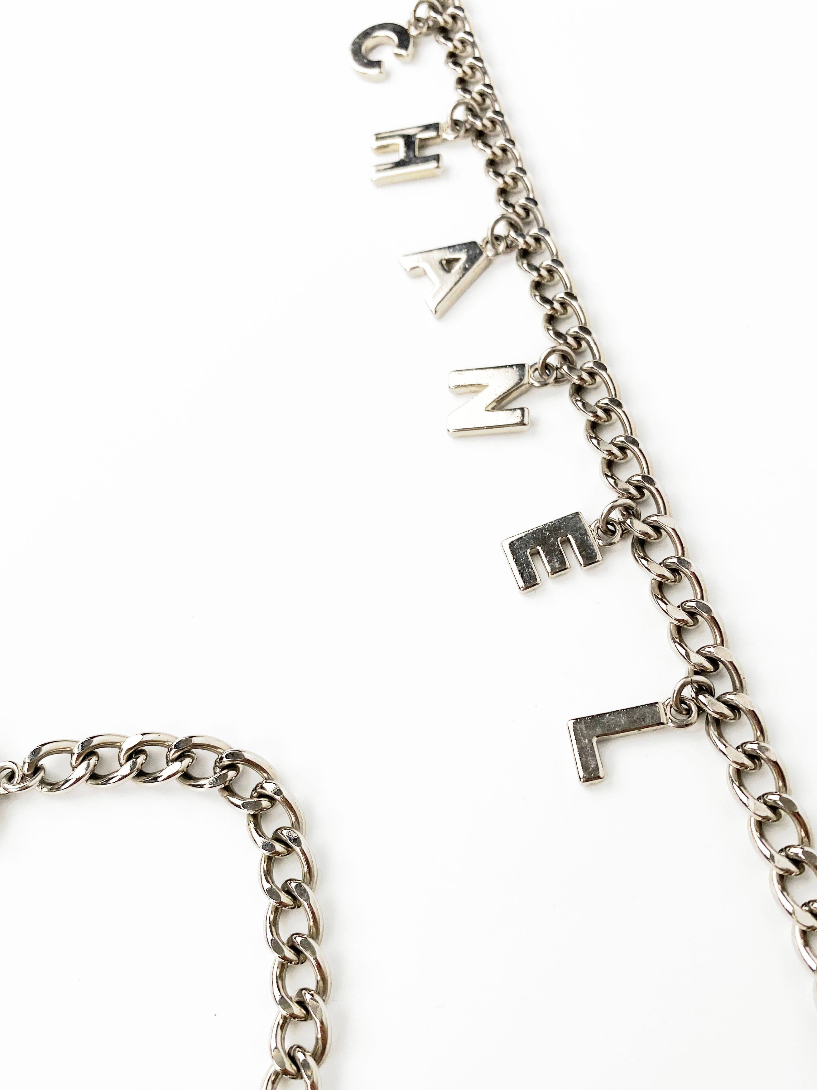 Chanel Silver Chain Belt with Letter Charms