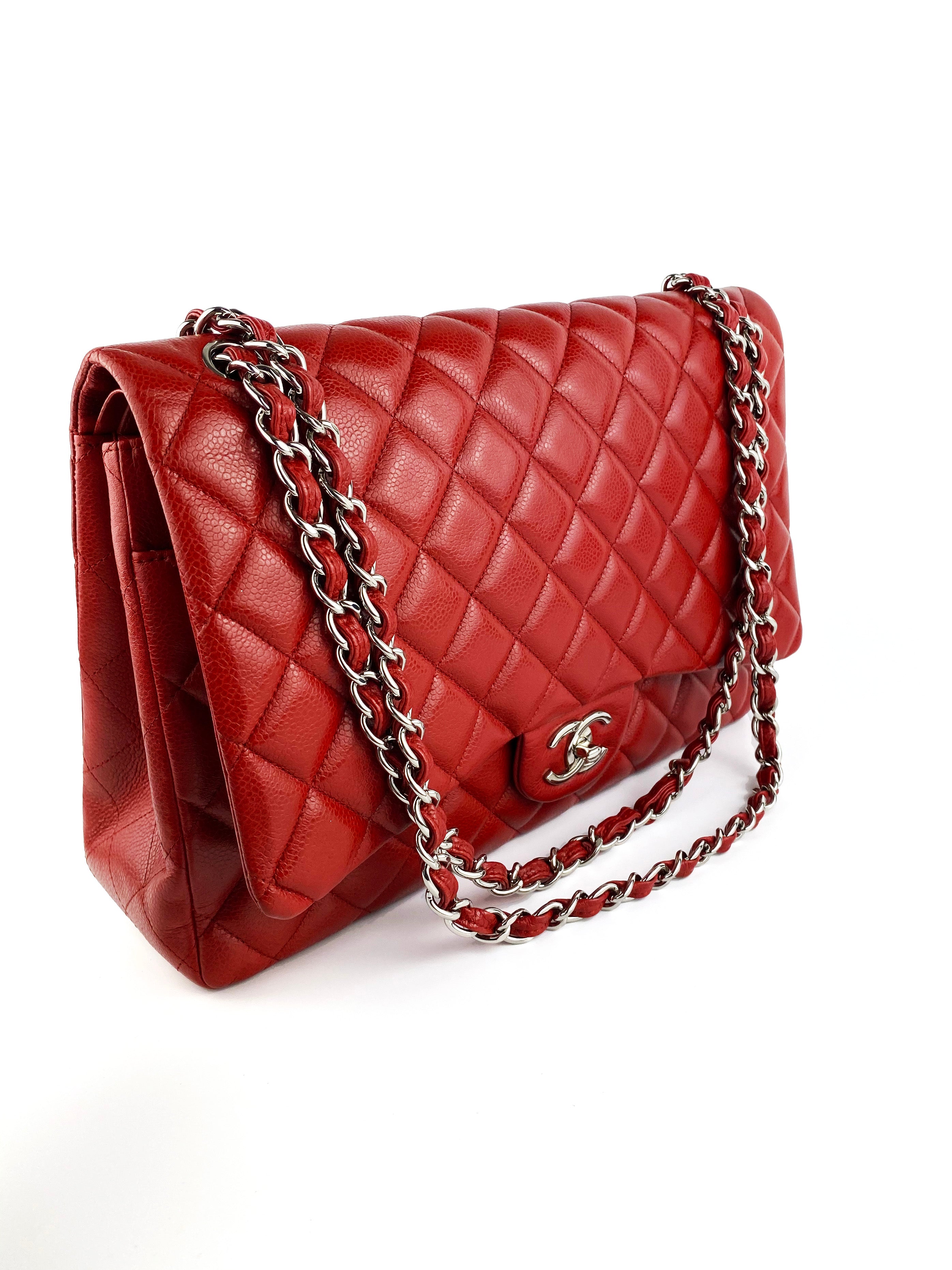 Chanel Red Maxi Classic Flap Bag