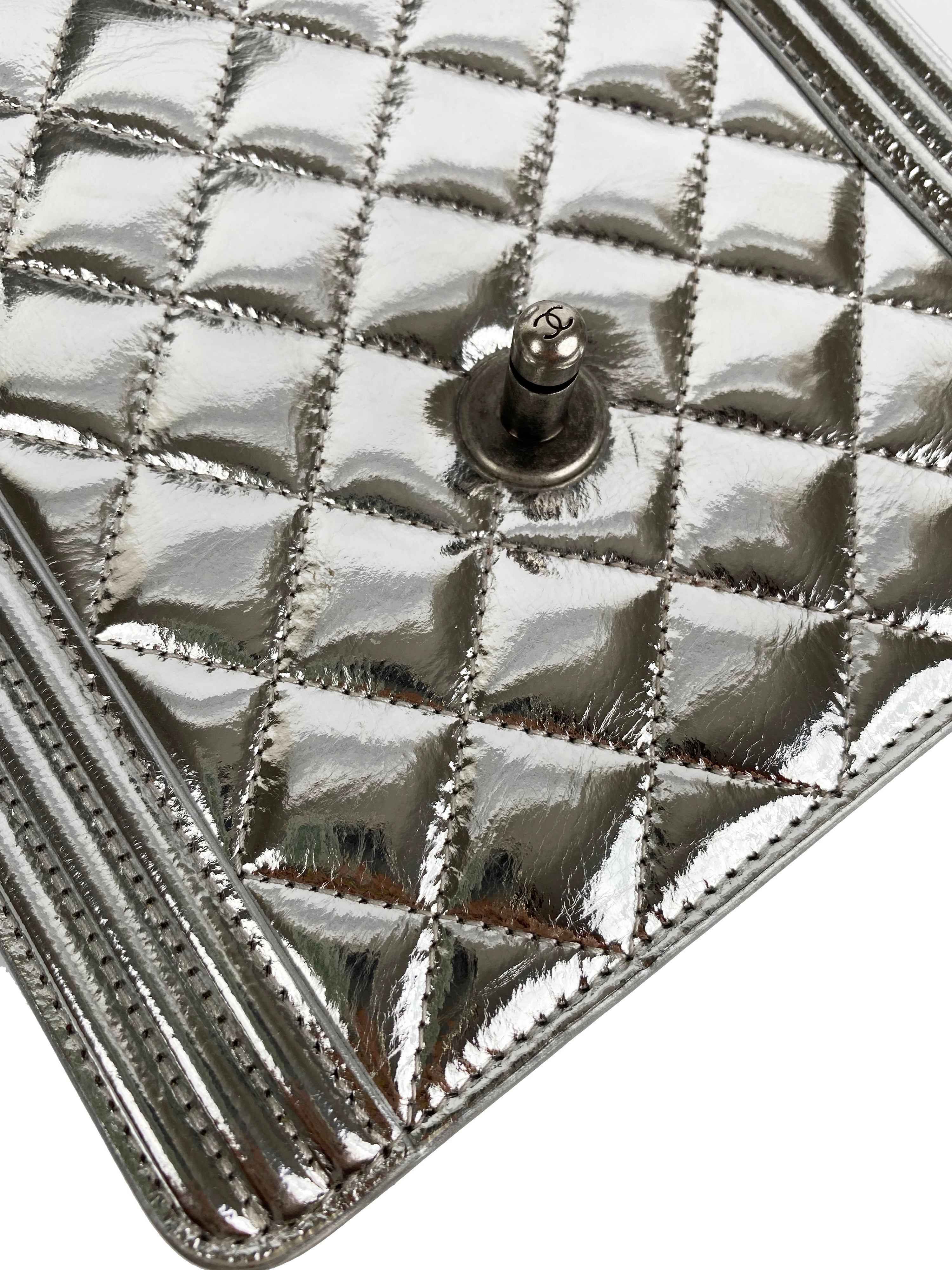 Chanel North South Silver Boy Bag