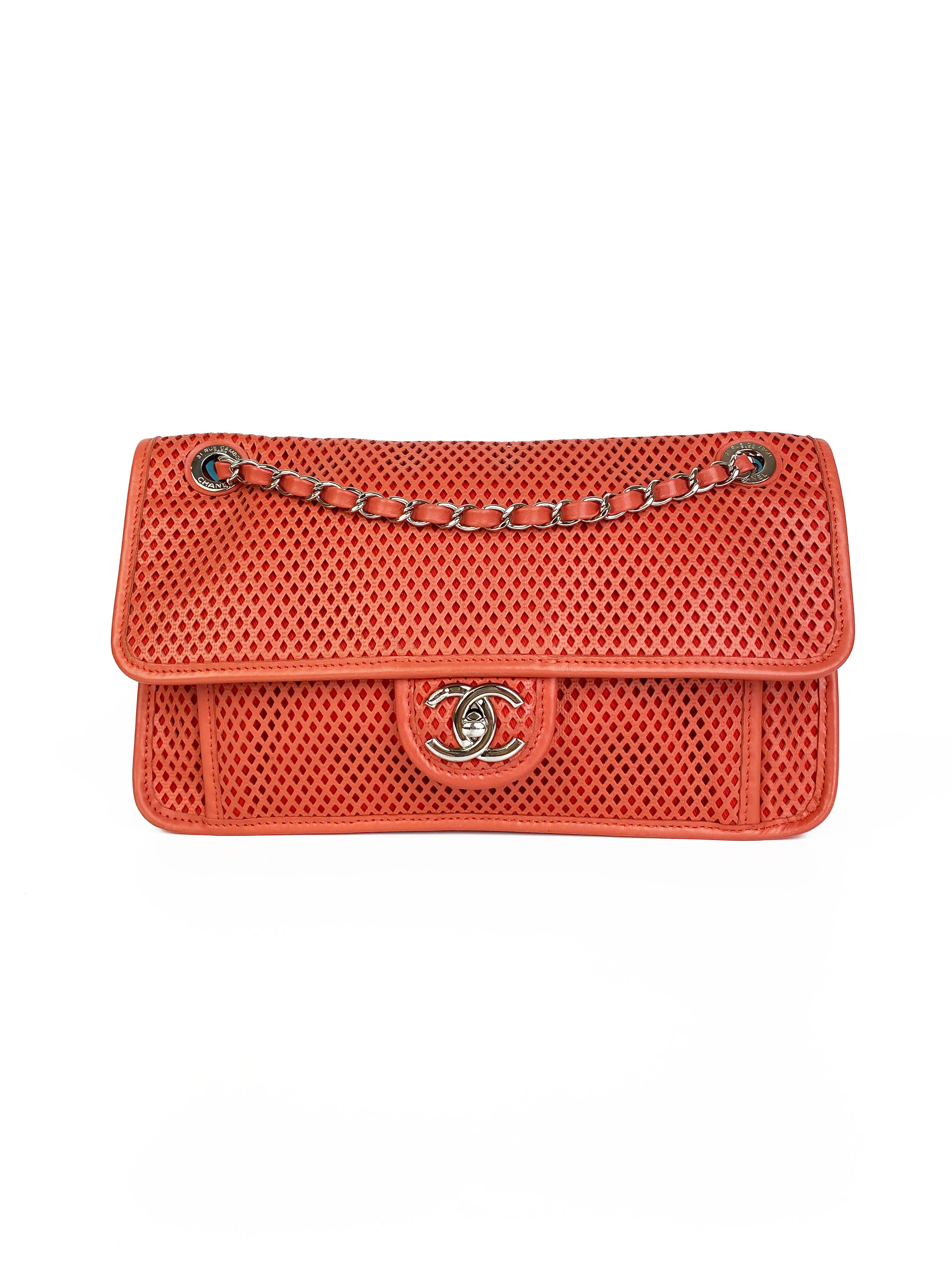 Chanel Medium Peach Perforated Classic Flap Bag