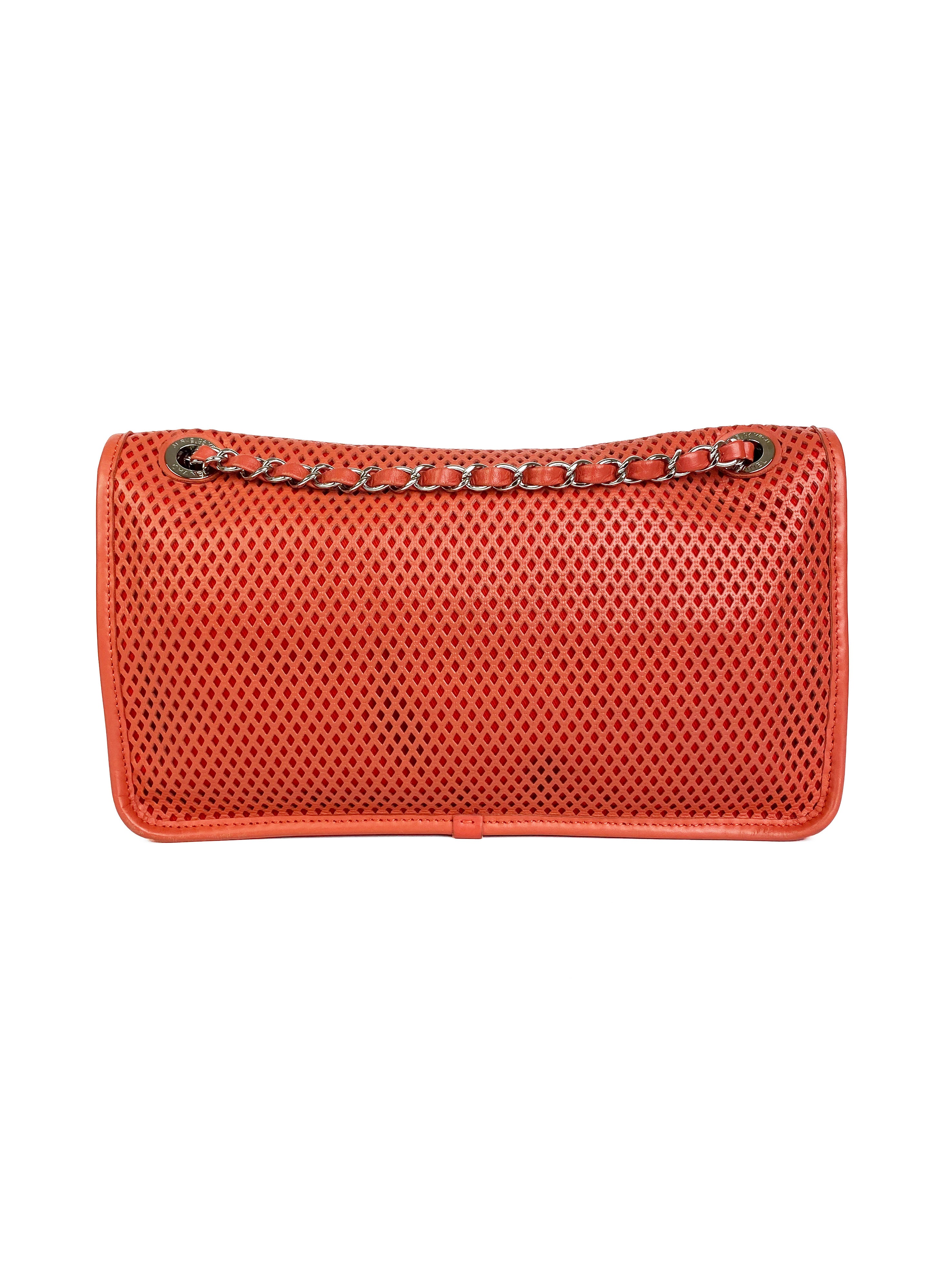 Chanel Medium Peach Perforated Classic Flap Bag