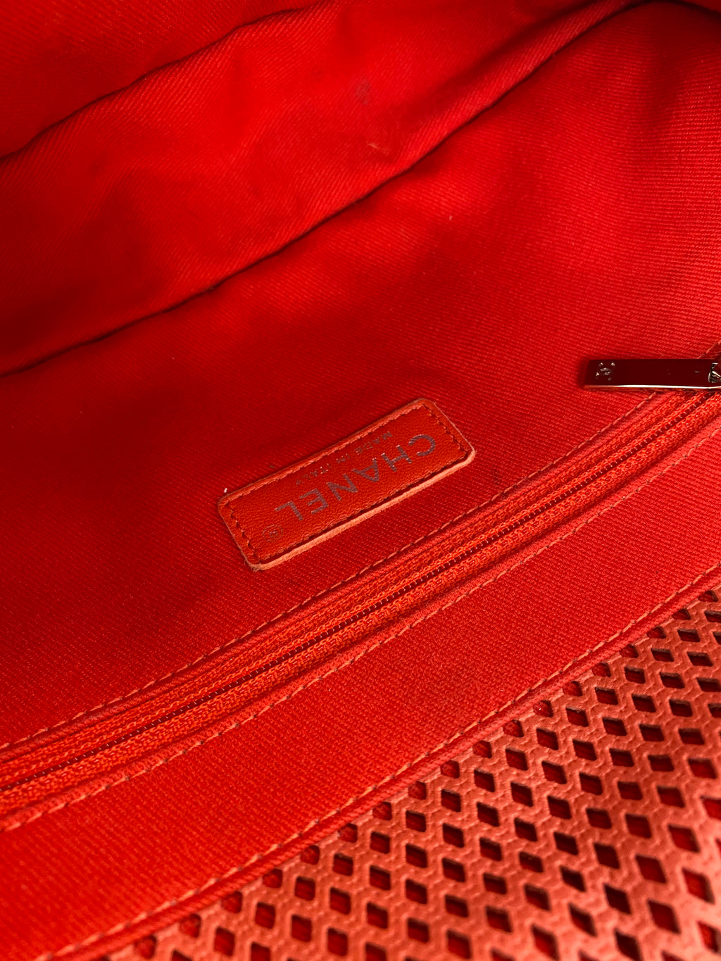 Chanel Medium Peach Perforated Classic Flap Bag