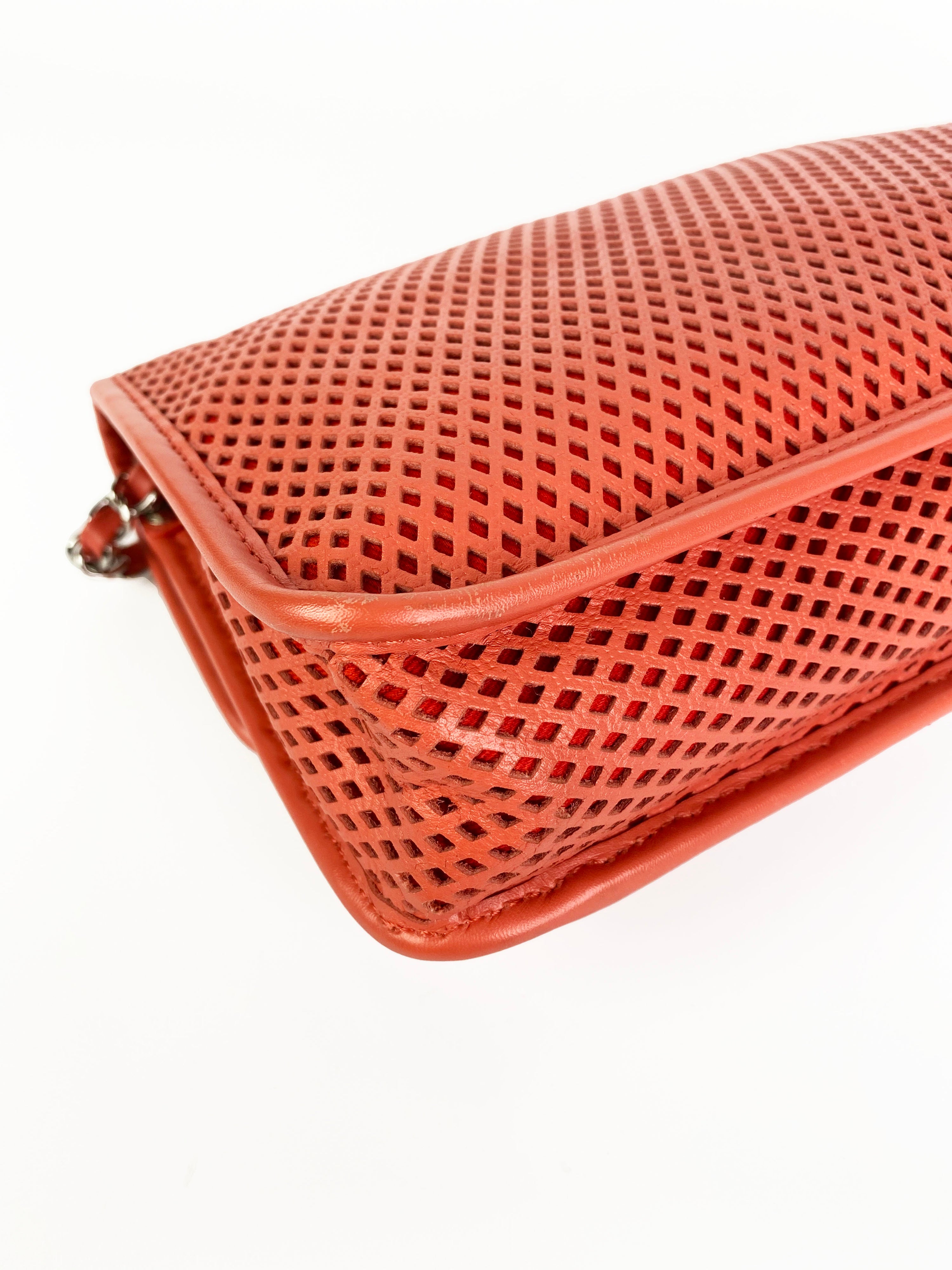 Chanel Medium Peach Perforated Classic Flap Bag