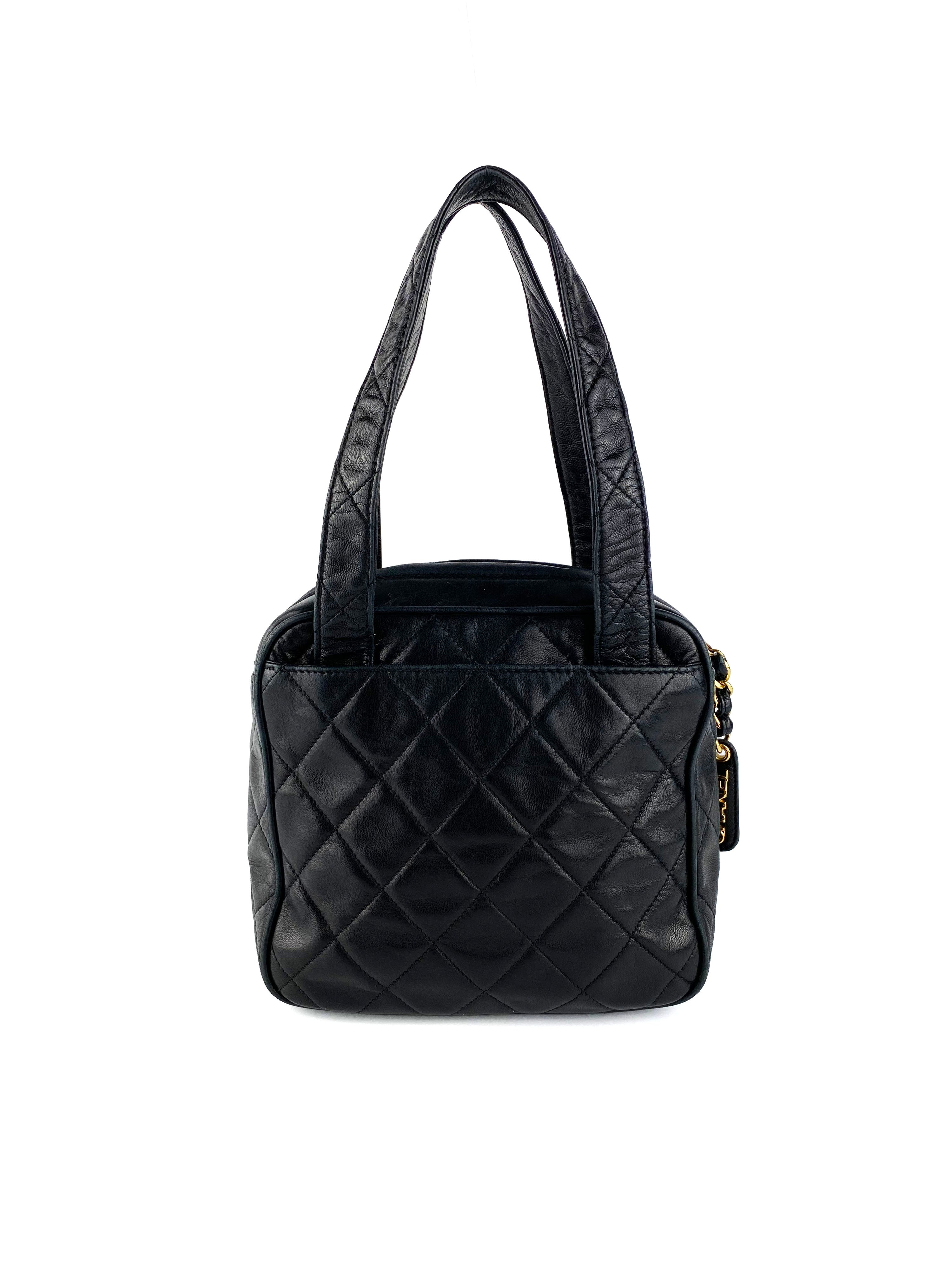 Chanel Black Vintage Quilted Square Tote Bag