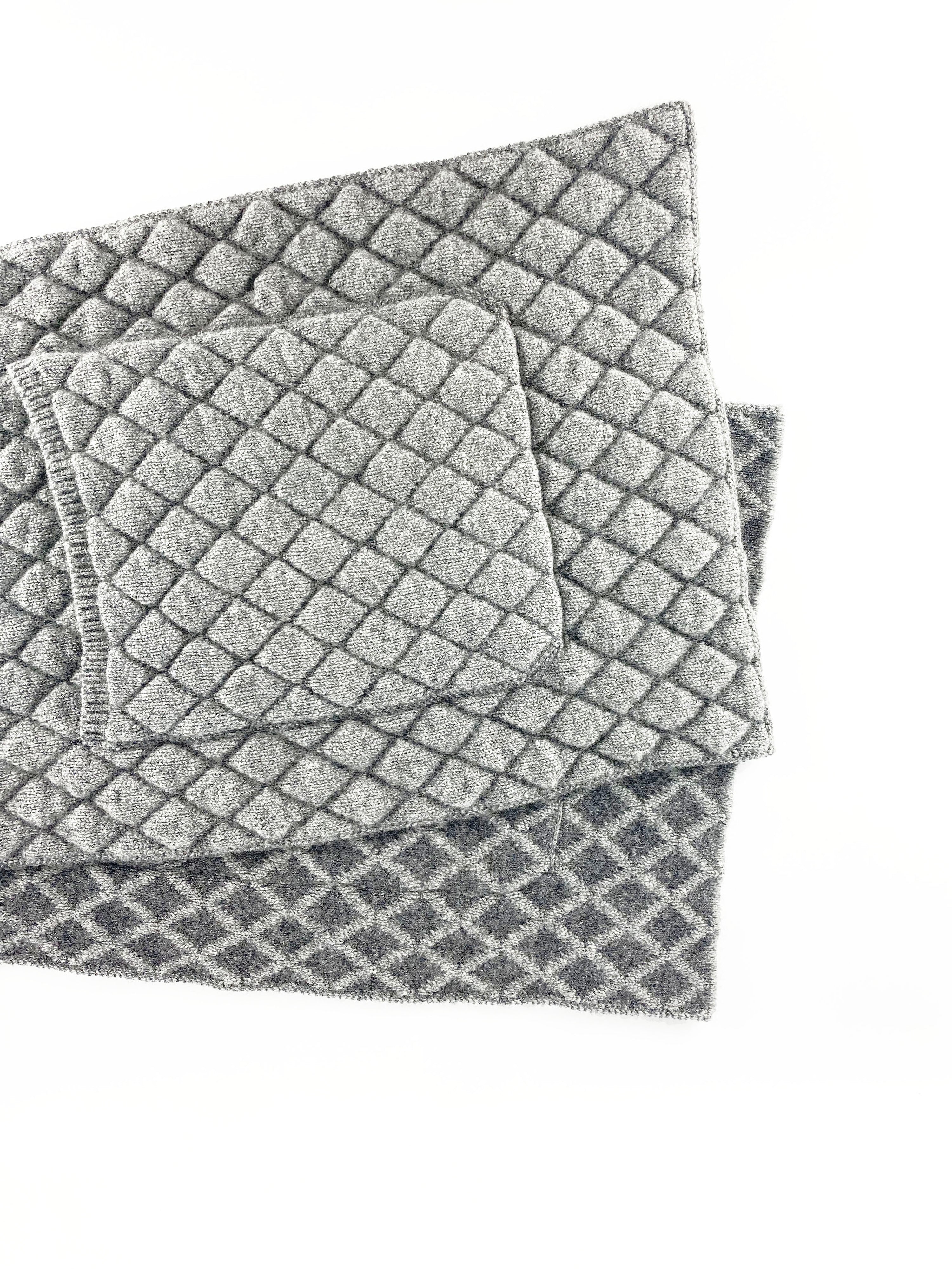 Chanel Long Grey Wool Scarf