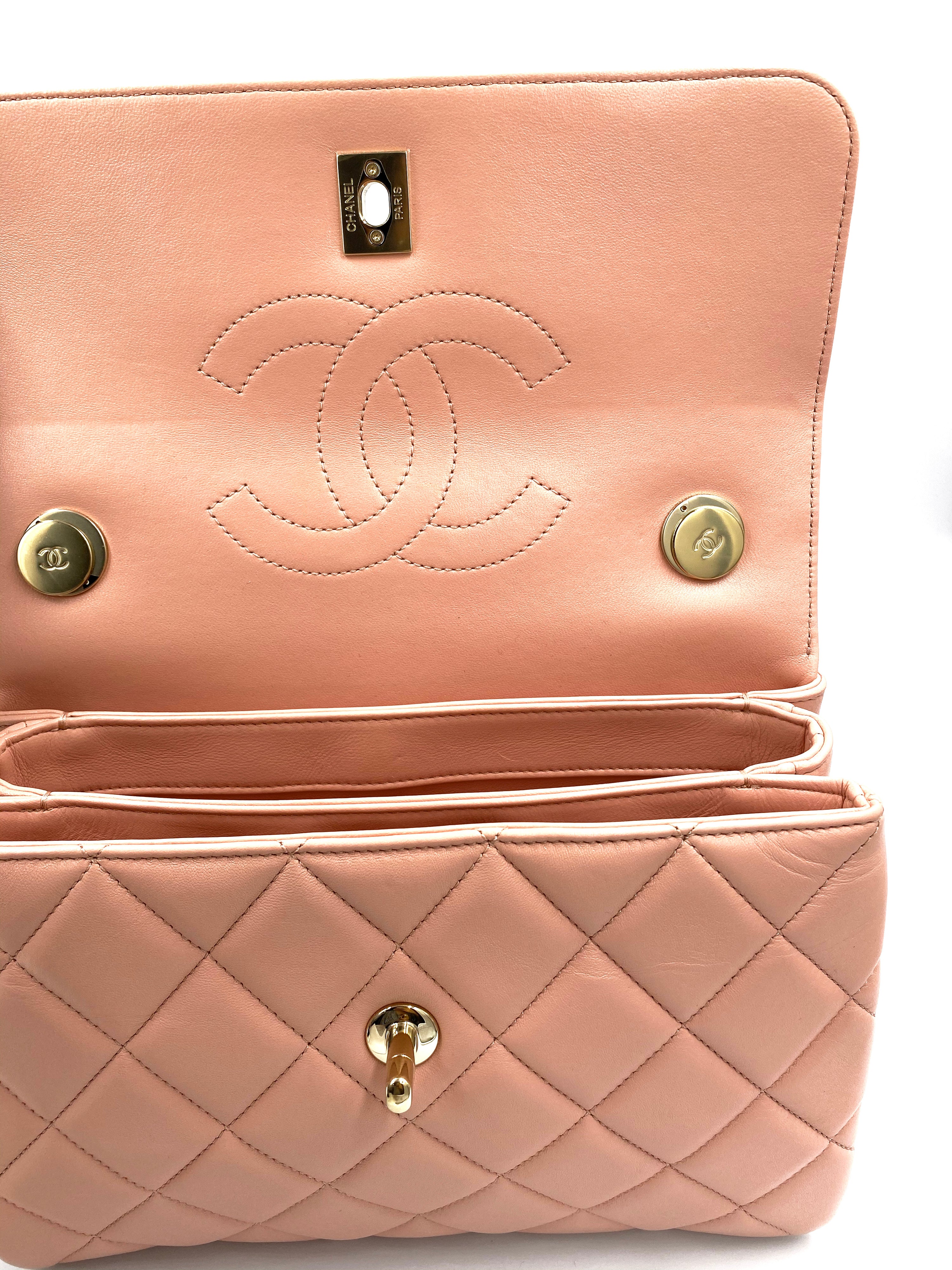 Chanel Pink Quilted Lambskin Leather Small Trendy CC Flap Bag