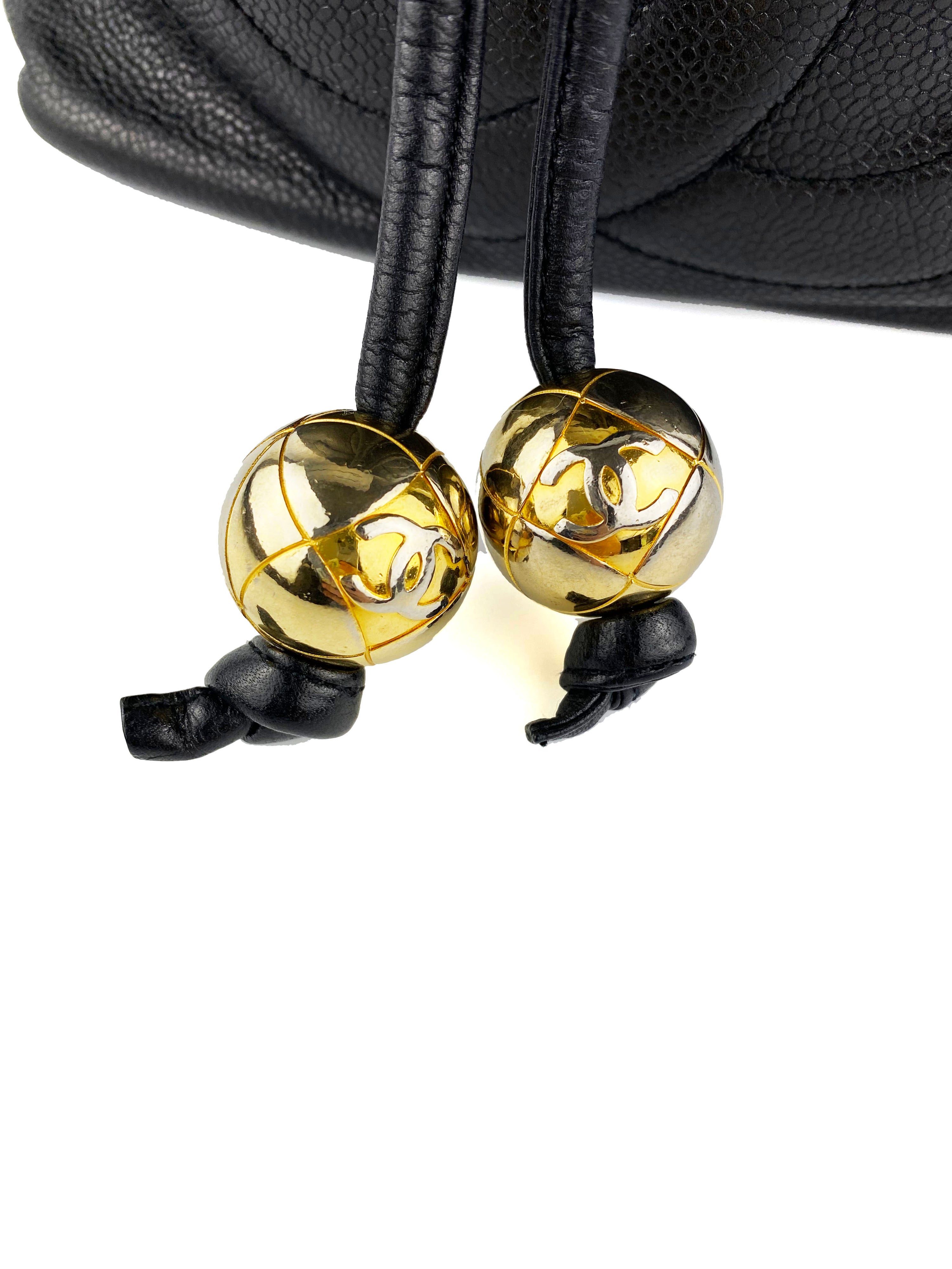 Chanel Vintage Drawstring Bucket Bag with Gold Baubles