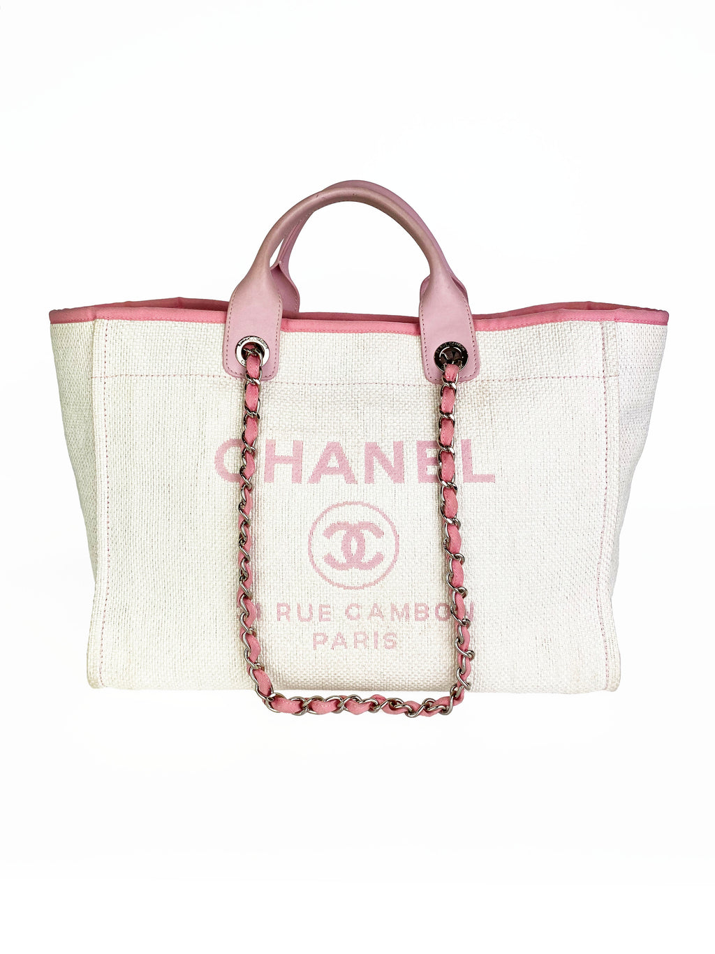 Chanel Pink & White Deauville Tote