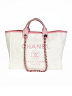 Chanel Pink & White Deauville Tote