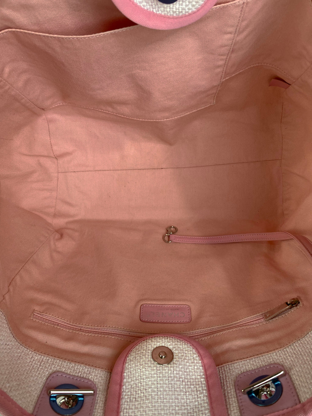 Chanel Pink & White Deauville Tote