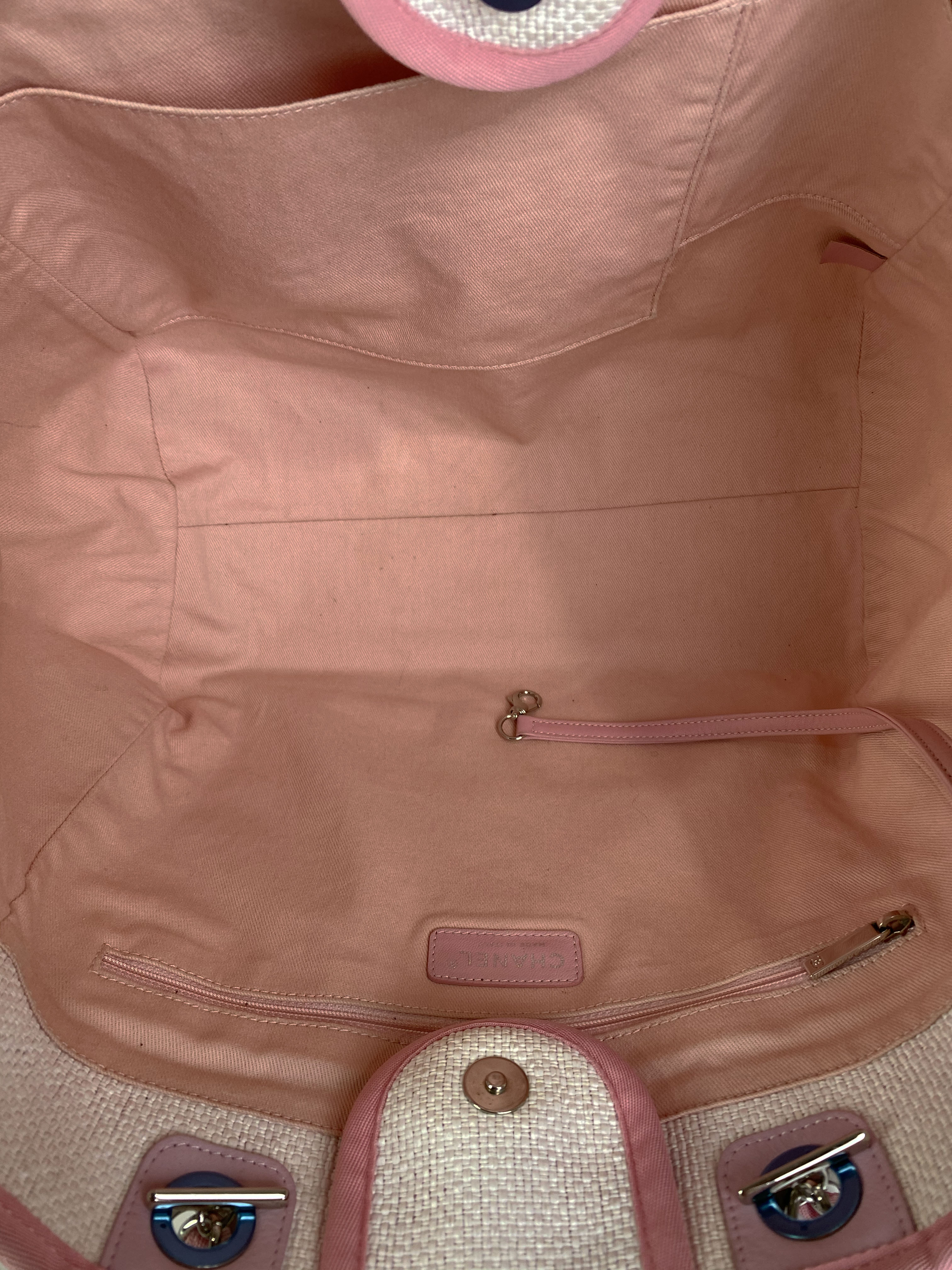Chanel Pink & White Deauville Tote