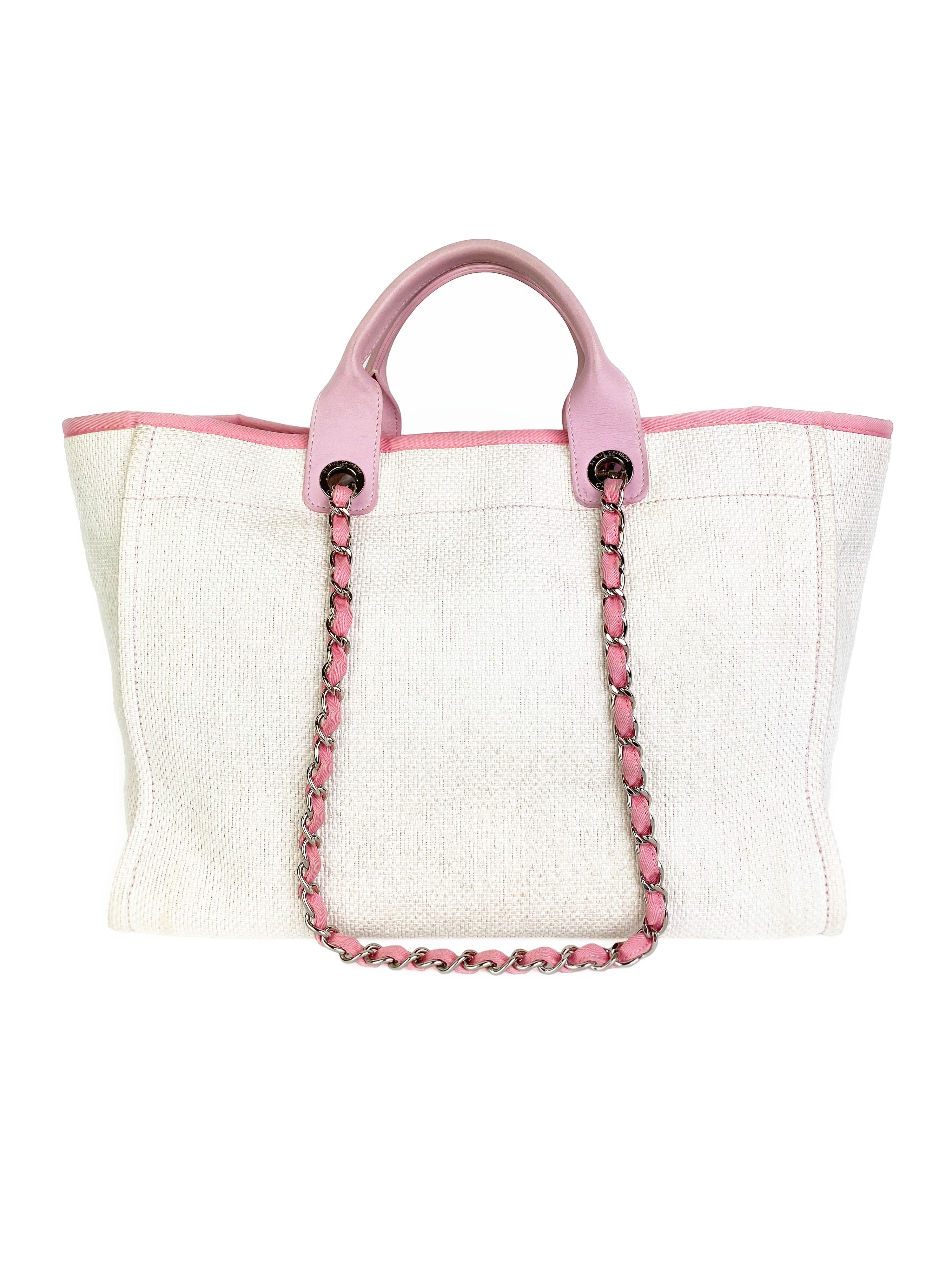 Chanel Pink & White Deauville Tote