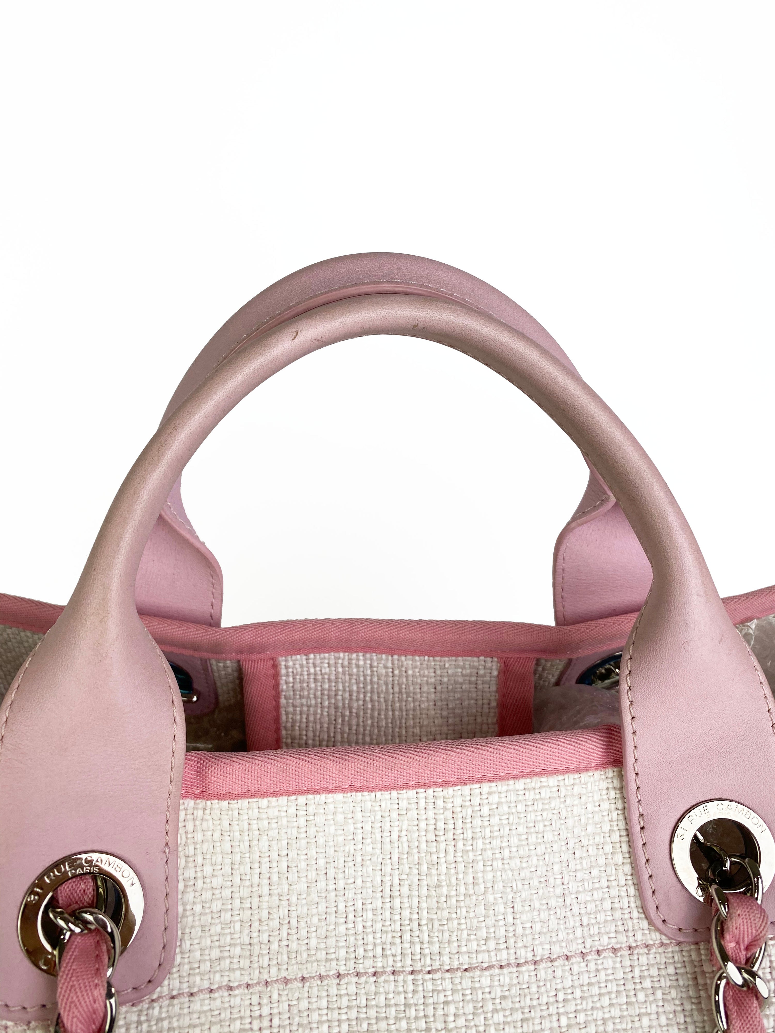 Chanel Pink & White Deauville Tote