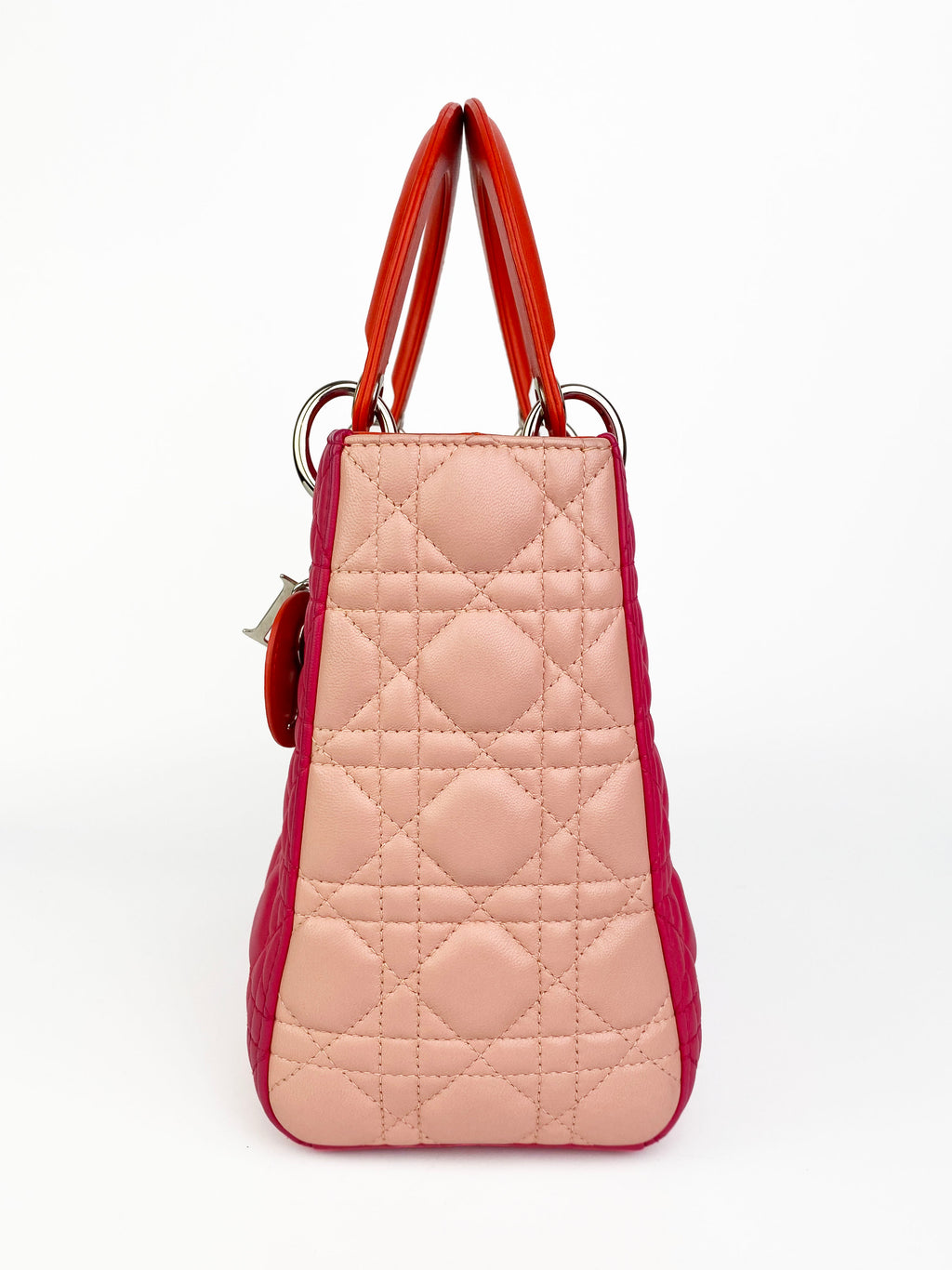Christian Dior Orange & Pink Colourblock Lady Dior Bag