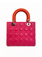 Christian Dior Orange & Pink Colourblock Lady Dior Bag