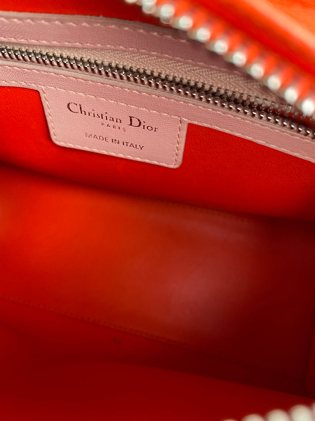 Christian Dior Orange & Pink Colourblock Lady Dior Bag