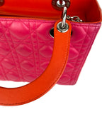 Christian Dior Orange & Pink Colourblock Lady Dior Bag