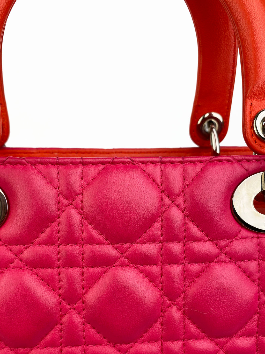 Christian Dior Orange & Pink Colourblock Lady Dior Bag