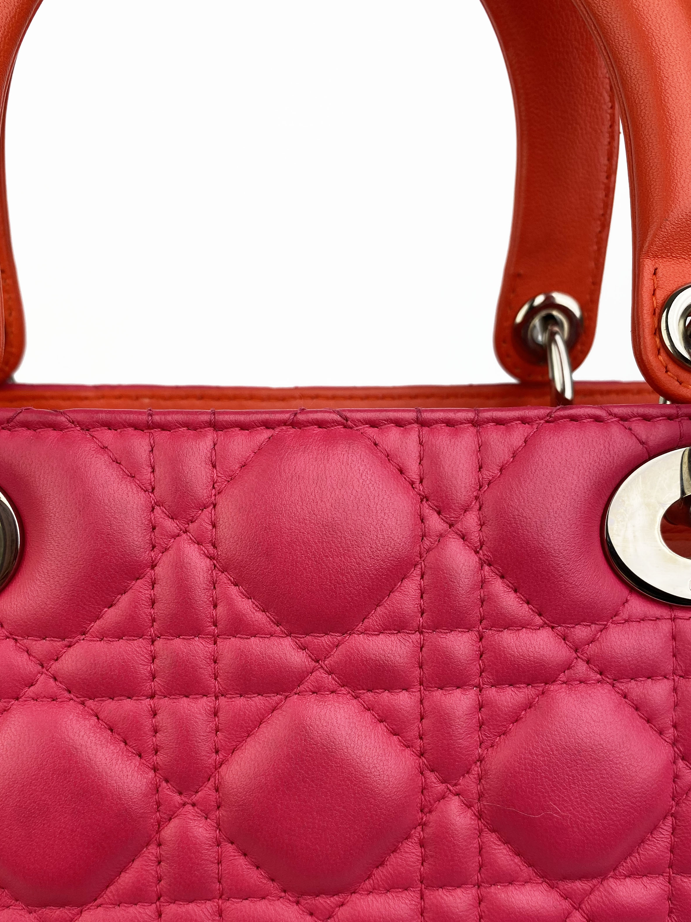 Christian Dior Orange & Pink Colourblock Lady Dior Bag