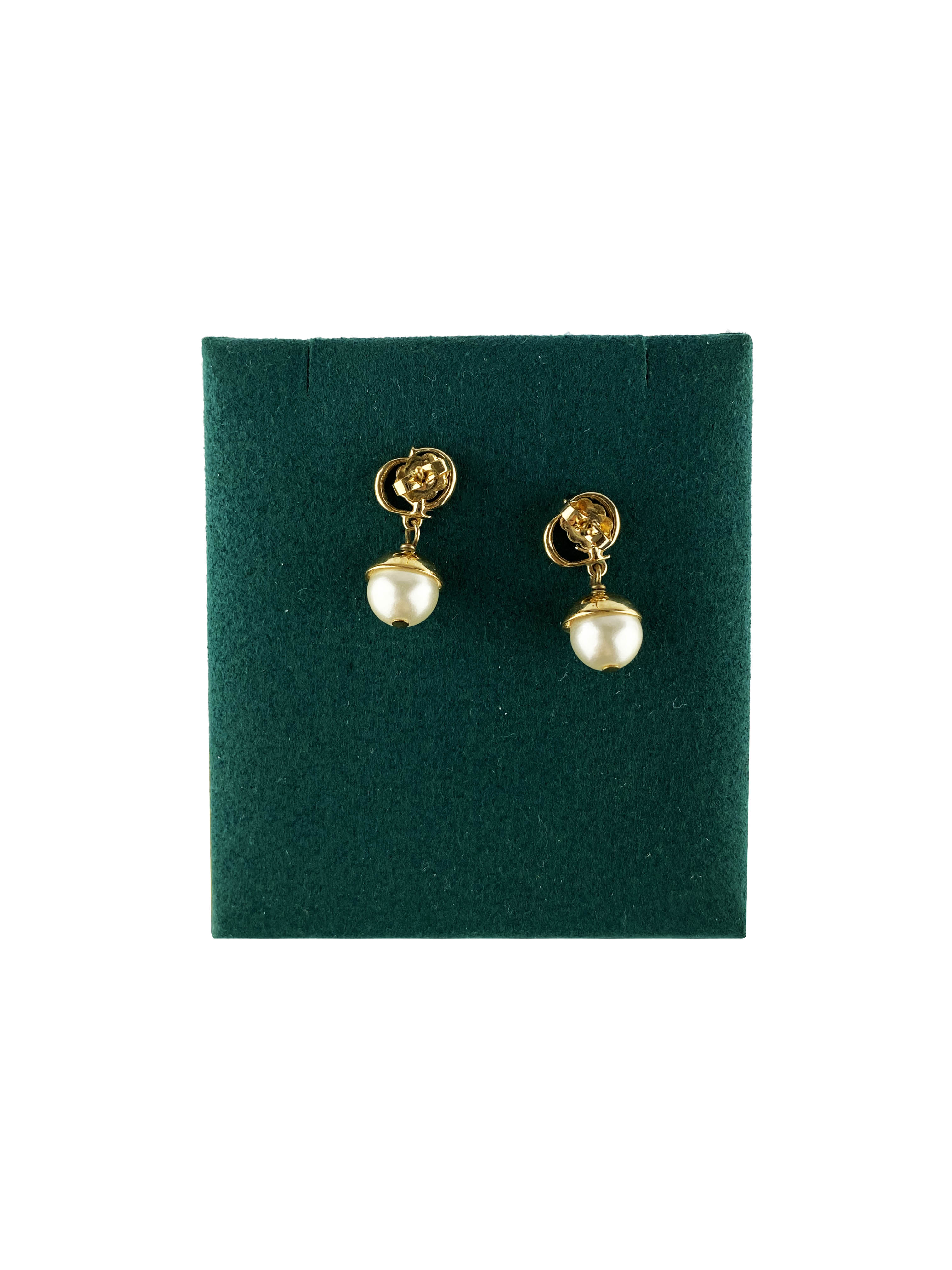 Christian Dior Pearl CD Drop Earrings