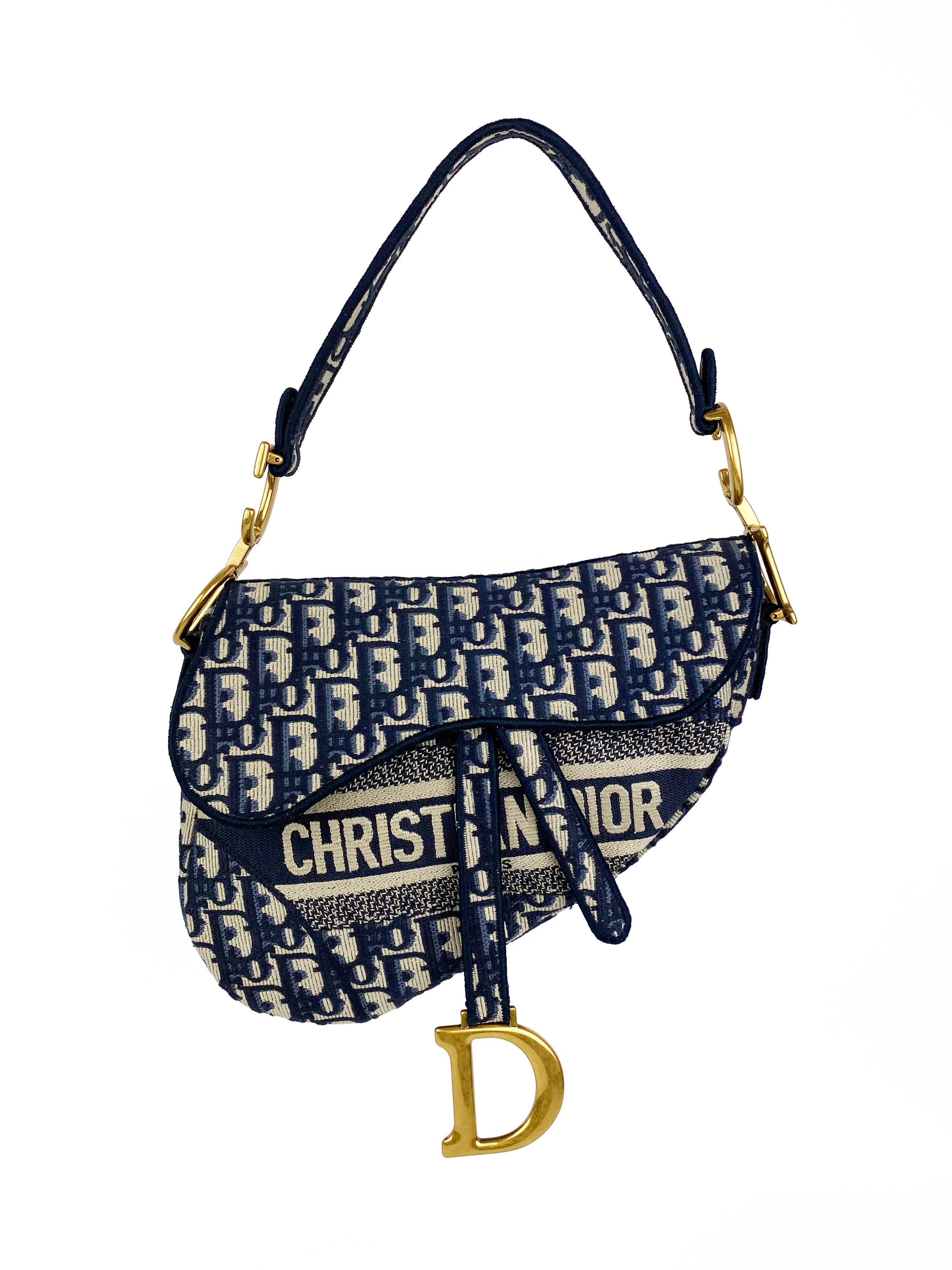 Christian Dior Blue Oblique Saddle Bag