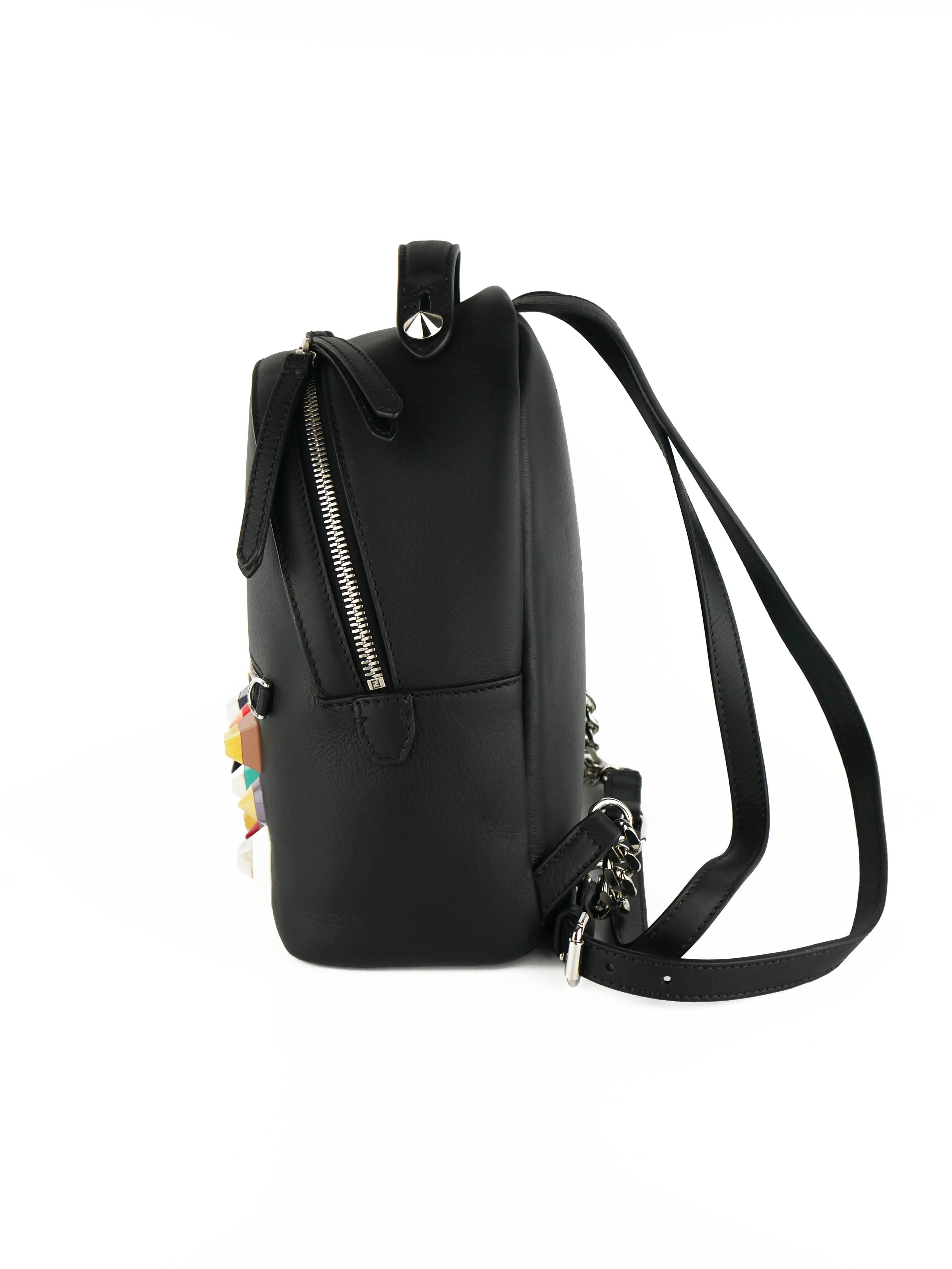 Fendi Black Mini Pyramid Studded Backpack