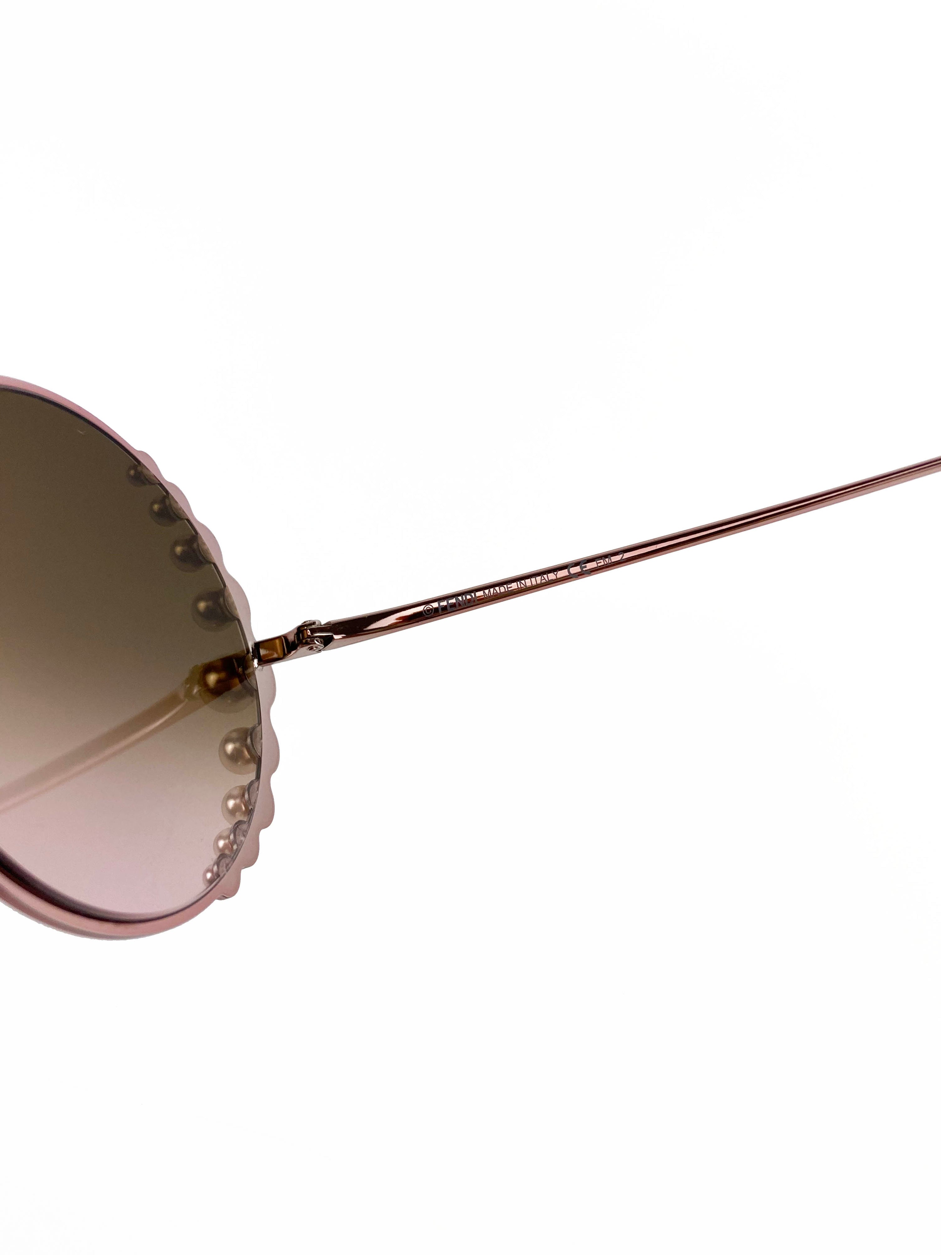 Fendi FF0295 Pink Gradient Pearl Embellished Sunglasses