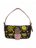 Fendi Vintage Monogram Baguette Bag with Lizard Trim and Strap