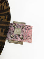 Fendi Vintage Monogram Baguette Bag with Lizard Trim and Strap