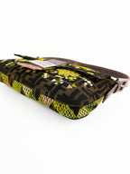 Fendi Vintage Monogram Baguette Bag with Lizard Trim and Strap