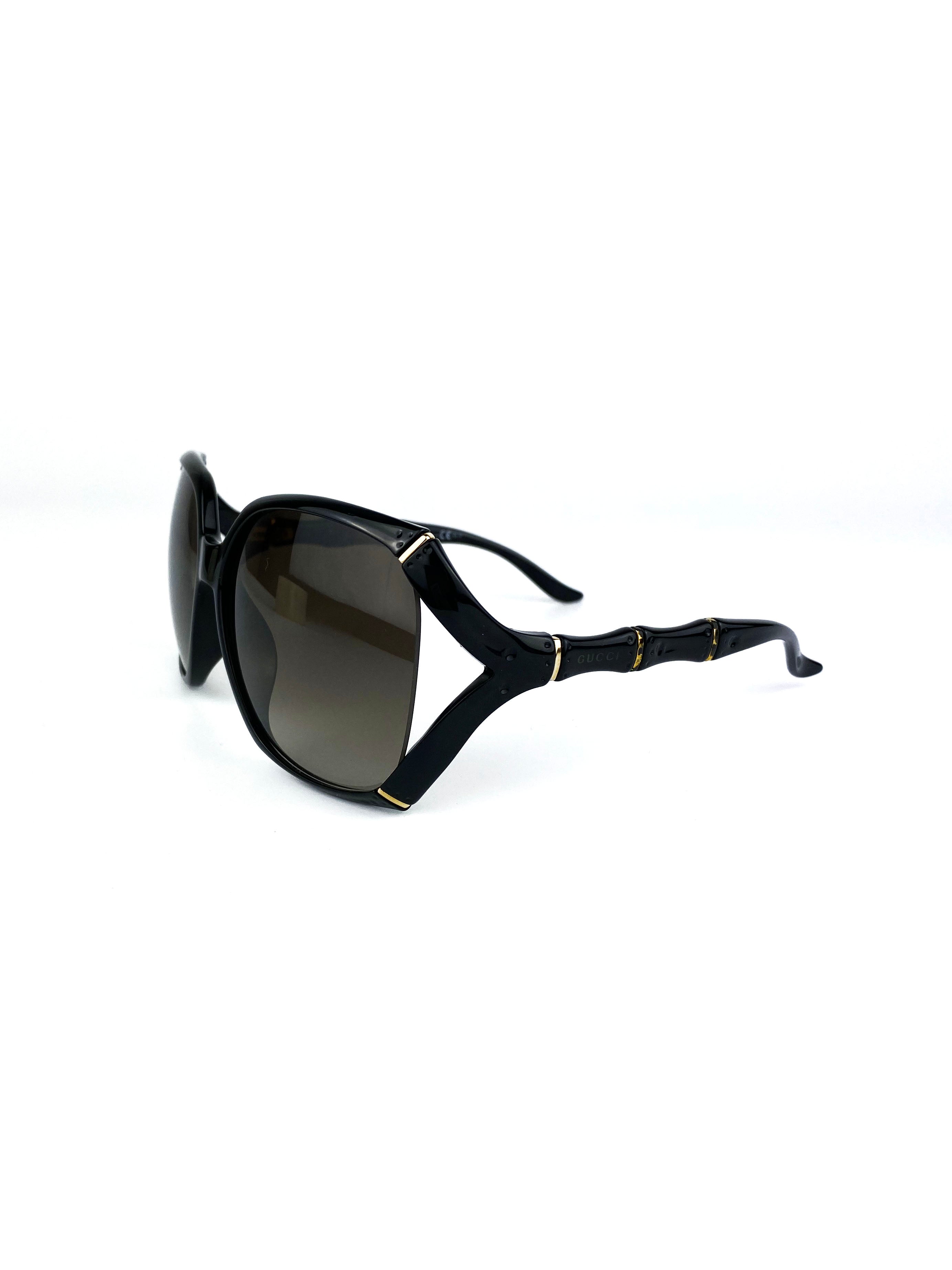 Gucci Black Bamboo Effect Oversized Sunglasses