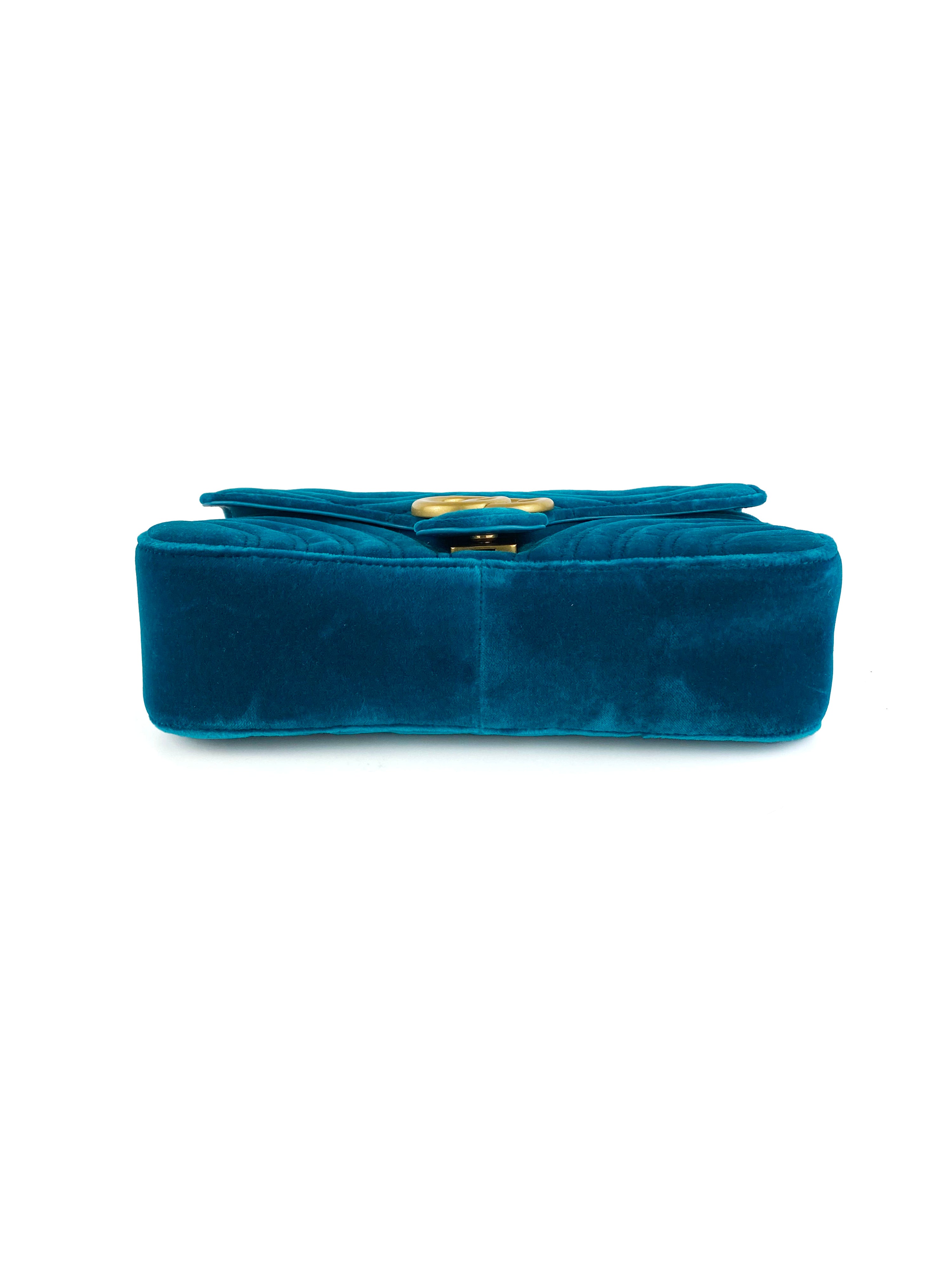 Gucci Teal Velvet Marmont Bag