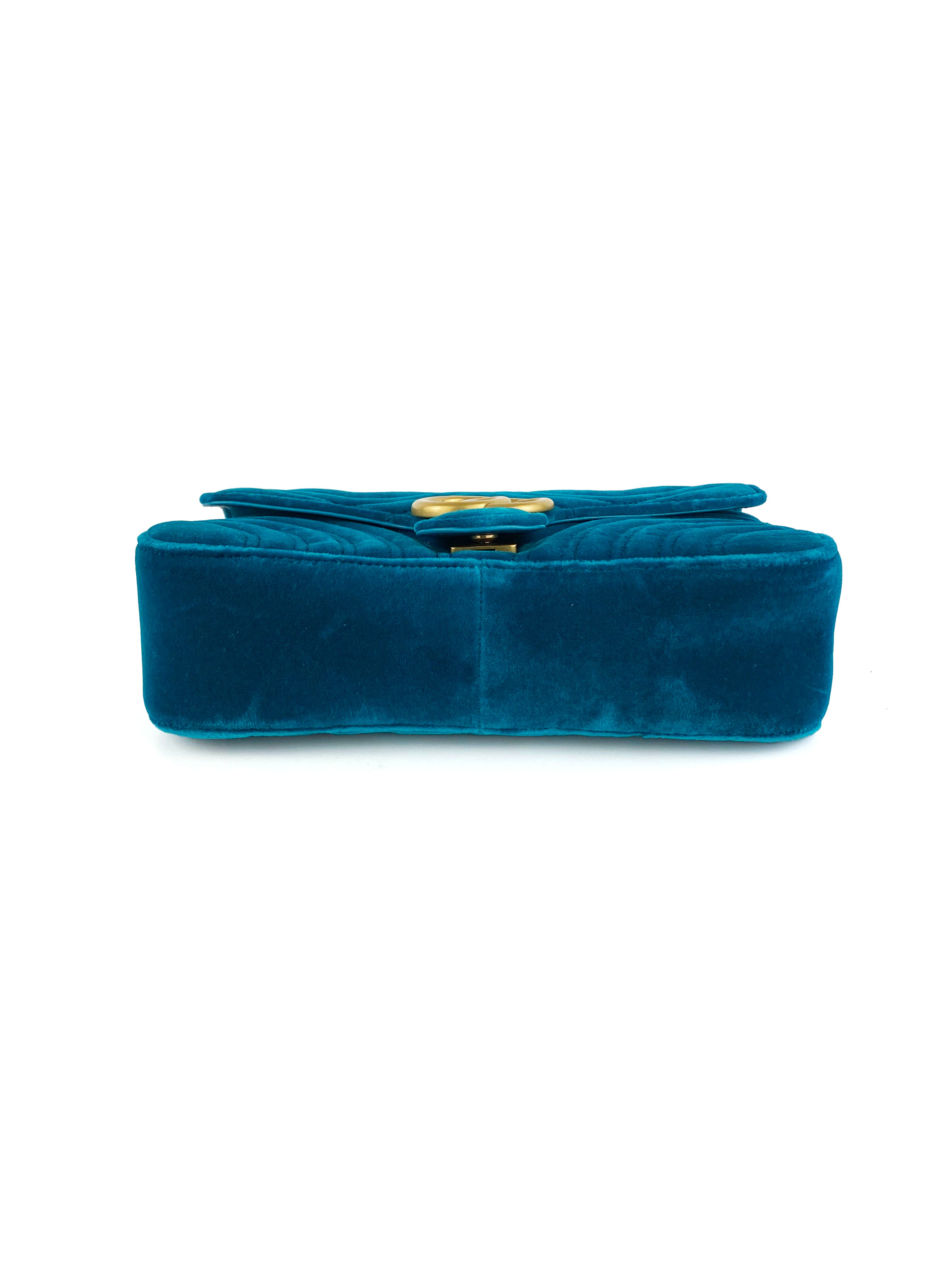 Gucci Teal Velvet Marmont Bag