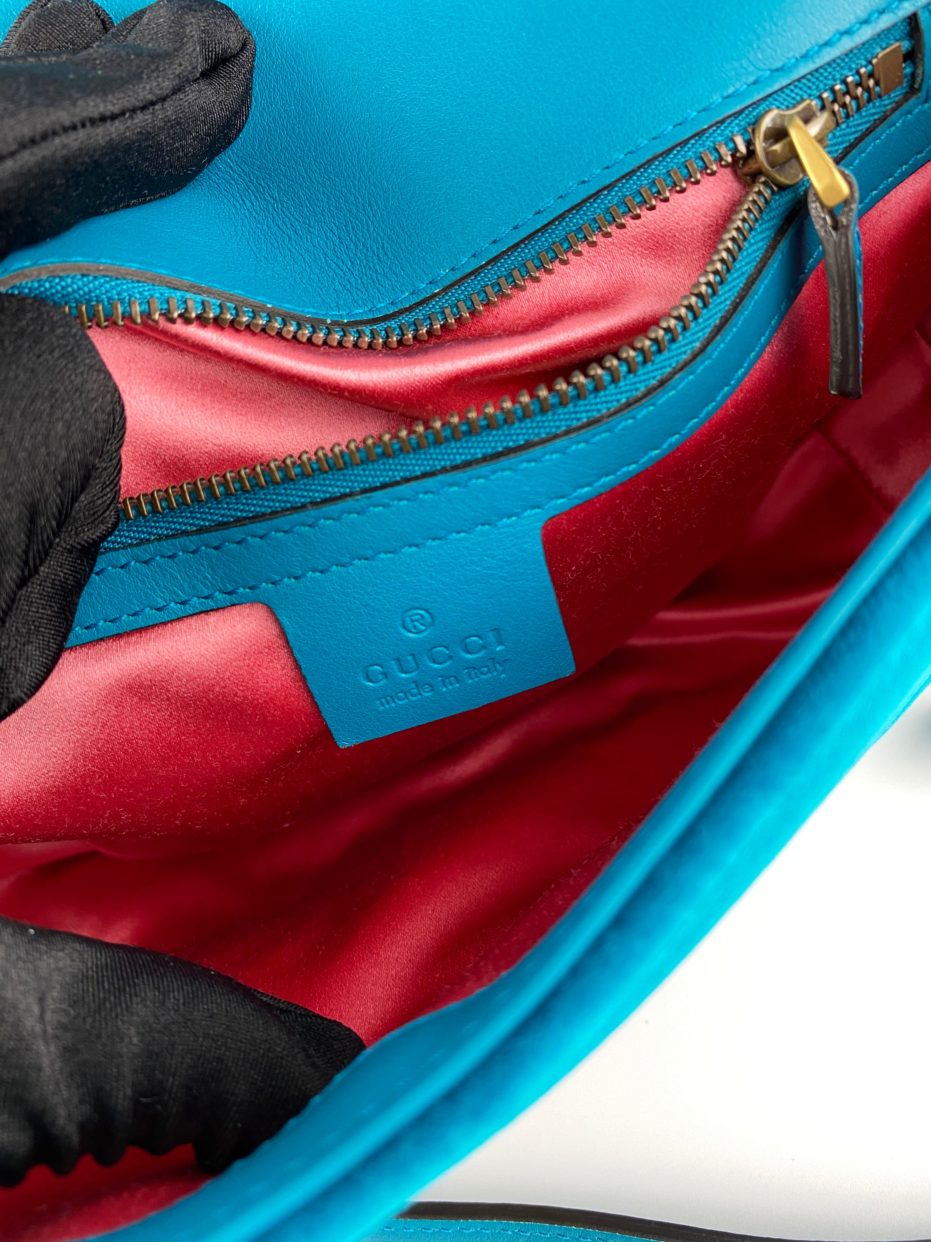 Teal velvet gucci bag online