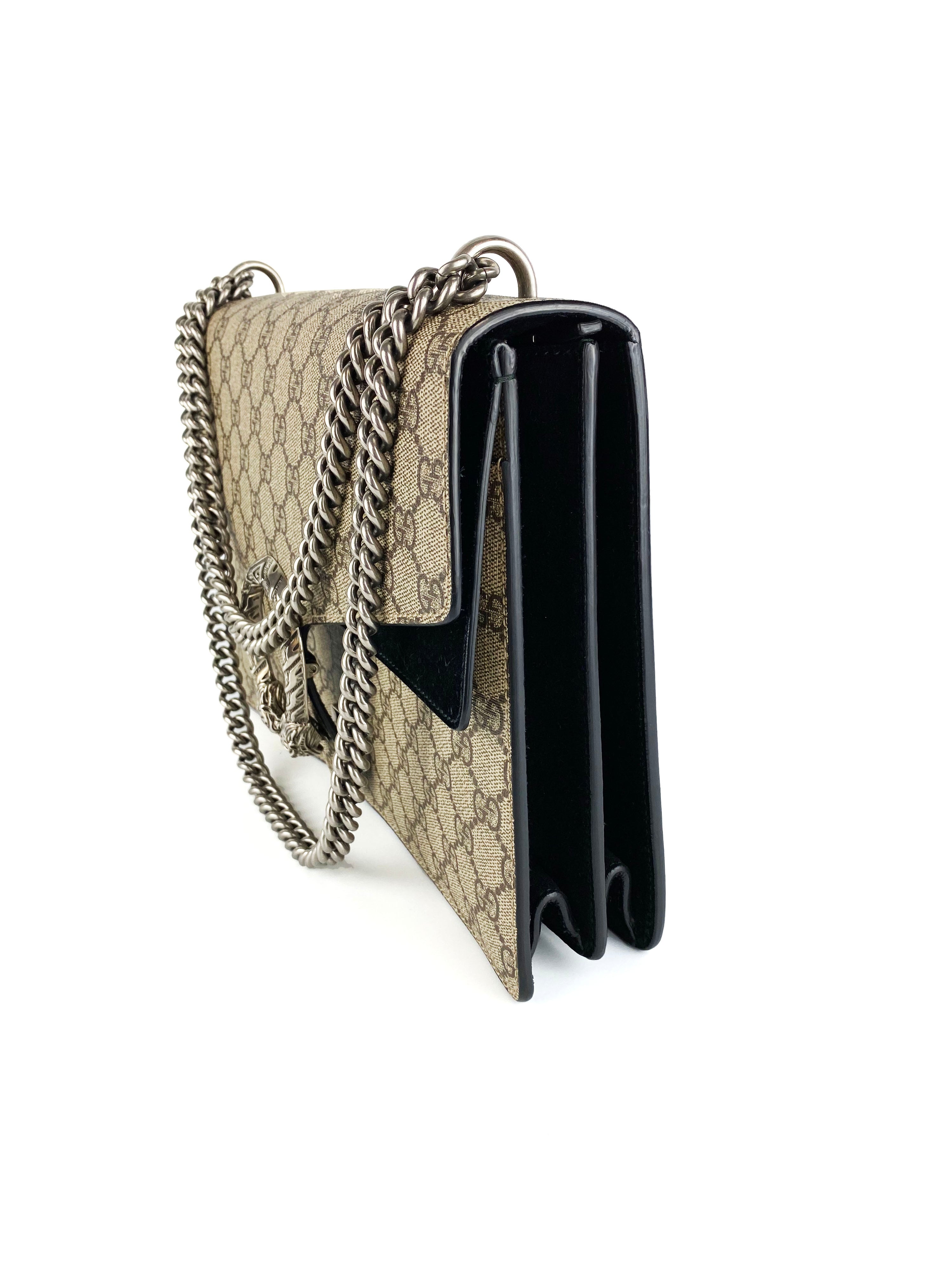 Gucci Dionysus Monogram Bag with Black Suede Trim