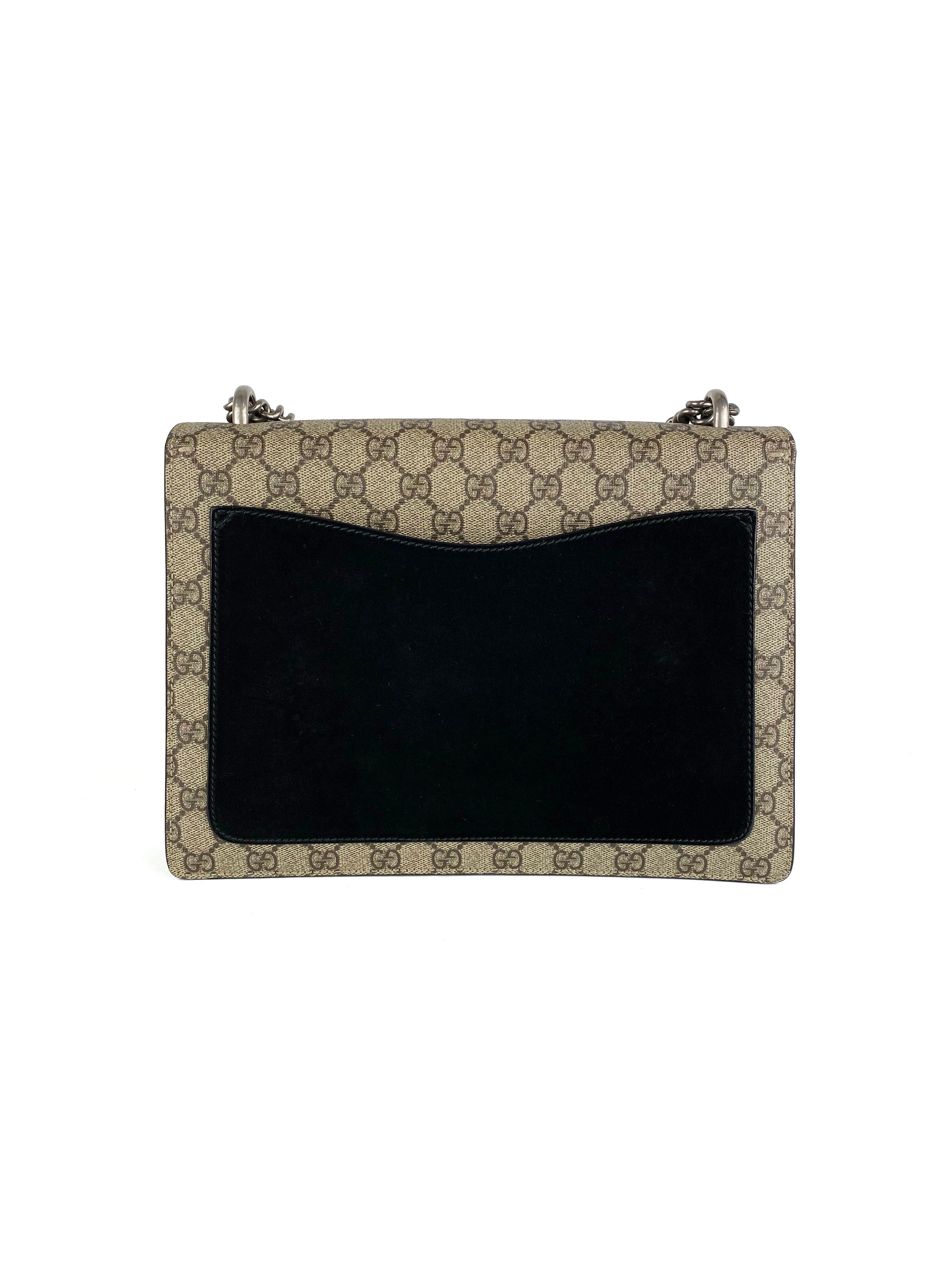 Gucci Dionysus Monogram Bag with Black Suede Trim Votre Luxe