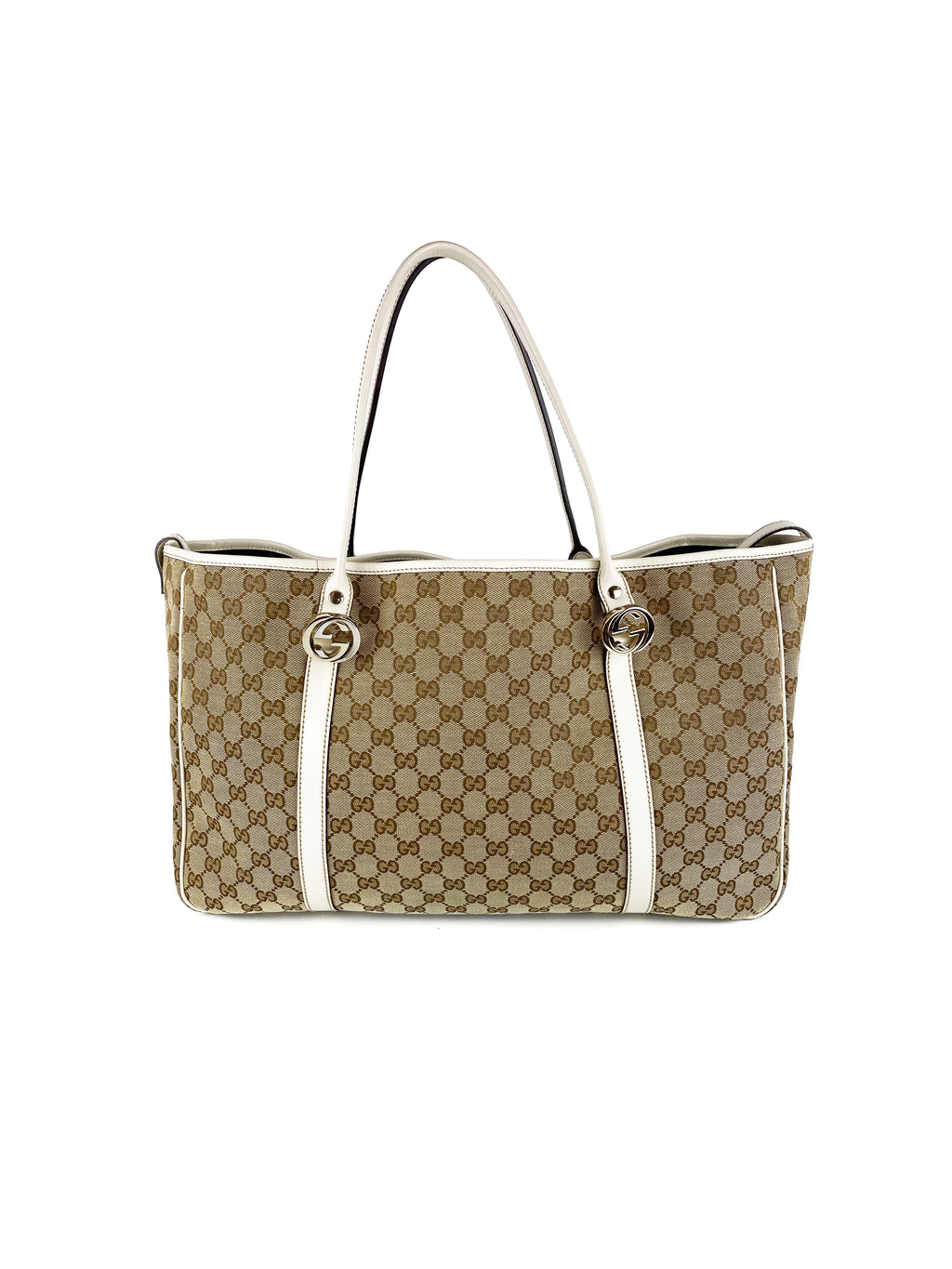 Gucci White Monogram Tote Bag